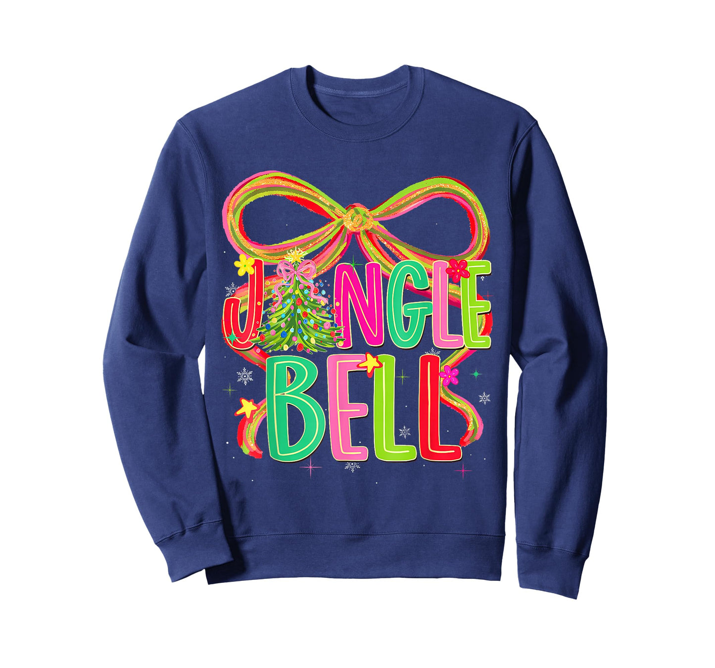 Funny Jingle Bells Coquette Bow Merry Christmas Girl Women T-Shirt