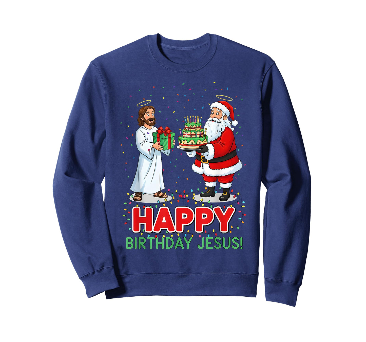 Happy Birthday Jesus Christian Christmas Santa and Jesus Fun T-Shirt