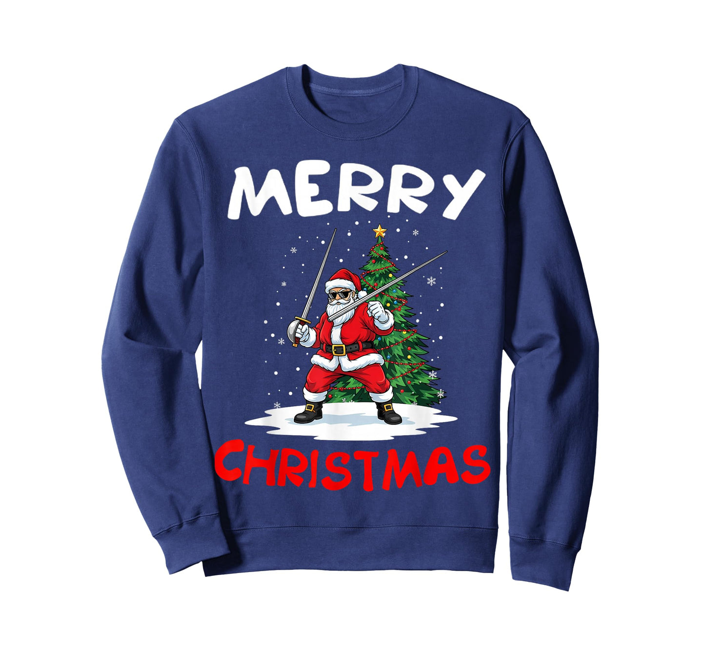 Merry Christmas Santa Playing Fencing Lover T-Shirt