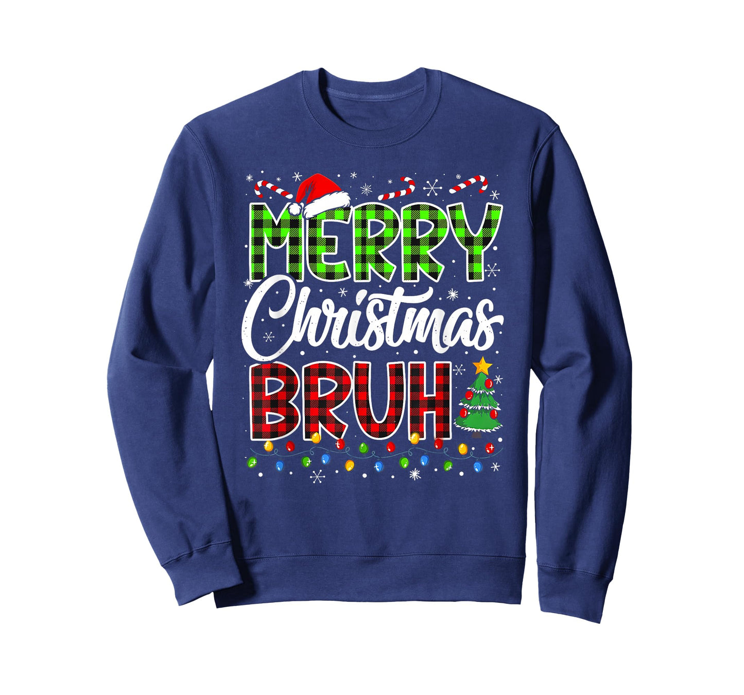 Merry Christmas Bruh Funny Teens Boys Kids Meme Xmas Lights T-Shirt