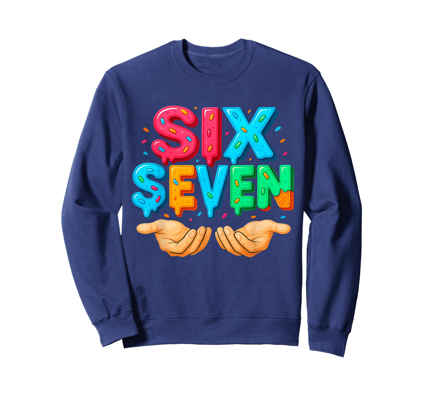 Six Seven Hands Ice Cream Drip 67 Funny Meme T-Shirt