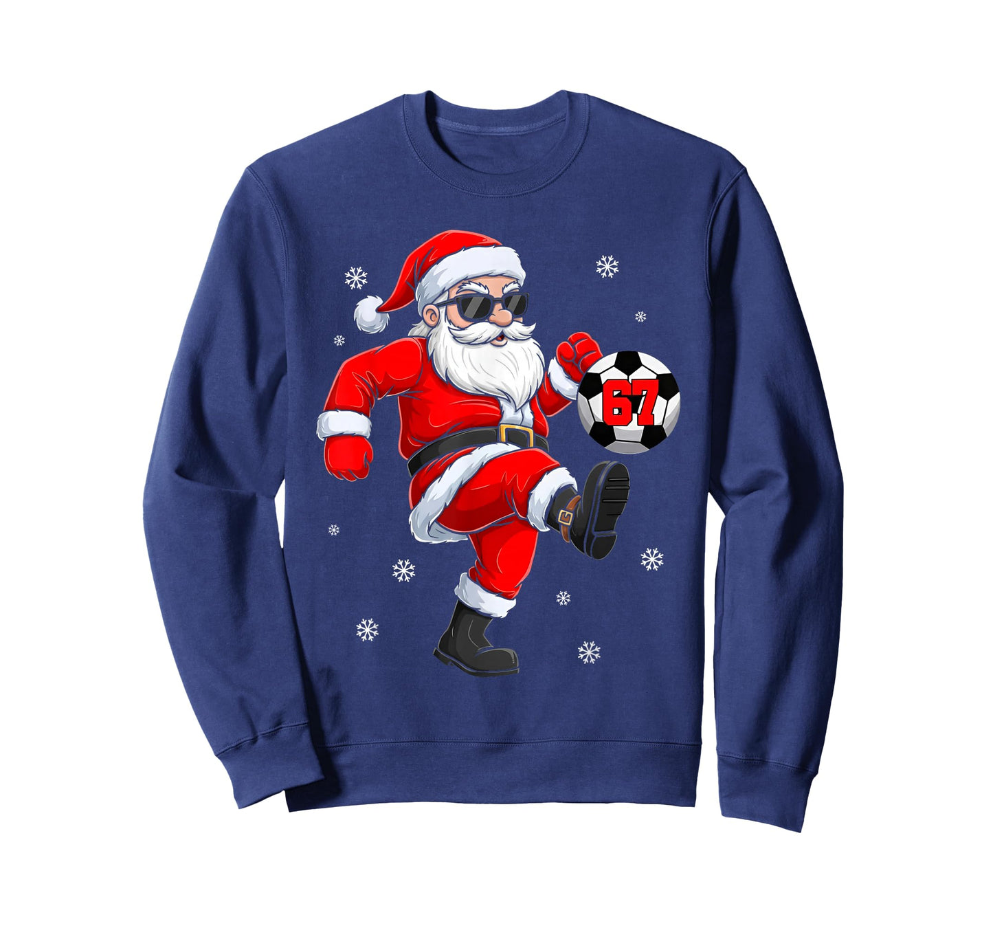 Santa Soccer Ball Sports Christmas Soccer Player Men Boys T-Shirt