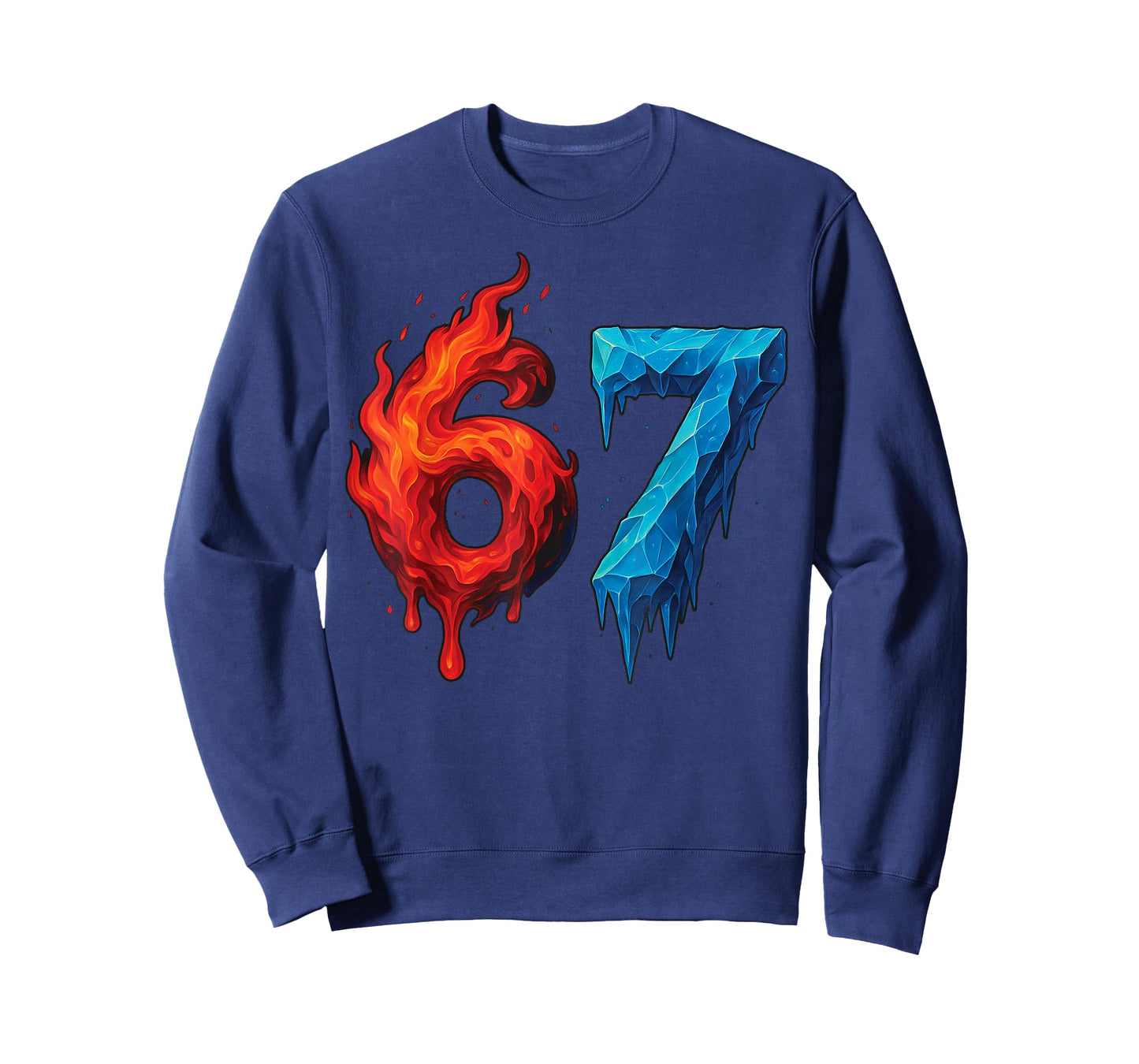 67 Six Seven 6-7 Flaming Ice - Funny Teen Kids Brainrot Meme T-Shirt