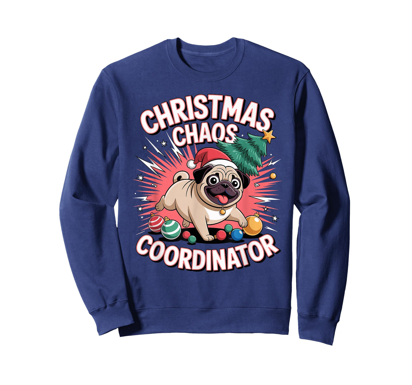 Christmas Chaos Coordinator Xmas Puppy Funny Christmas Pug T-Shirt