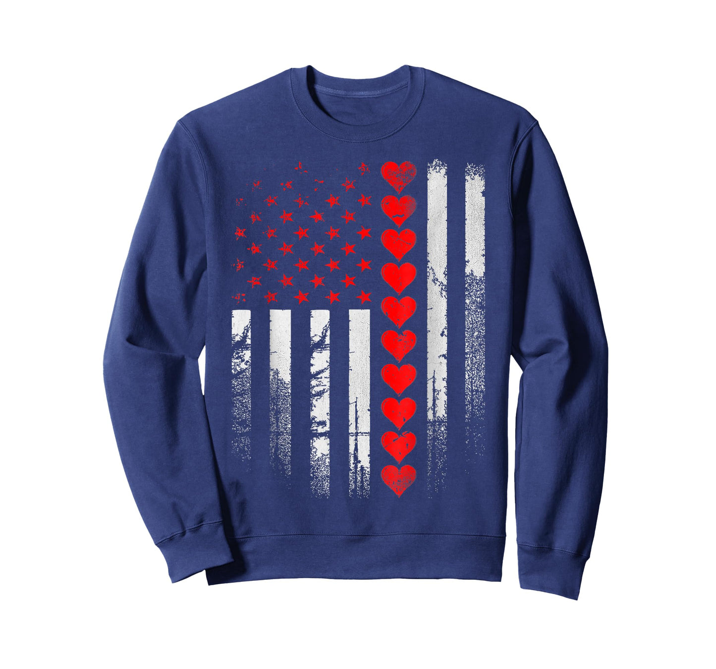 Vintage American Flag Hearts Valentine Mens Boys Kids T-Shirt