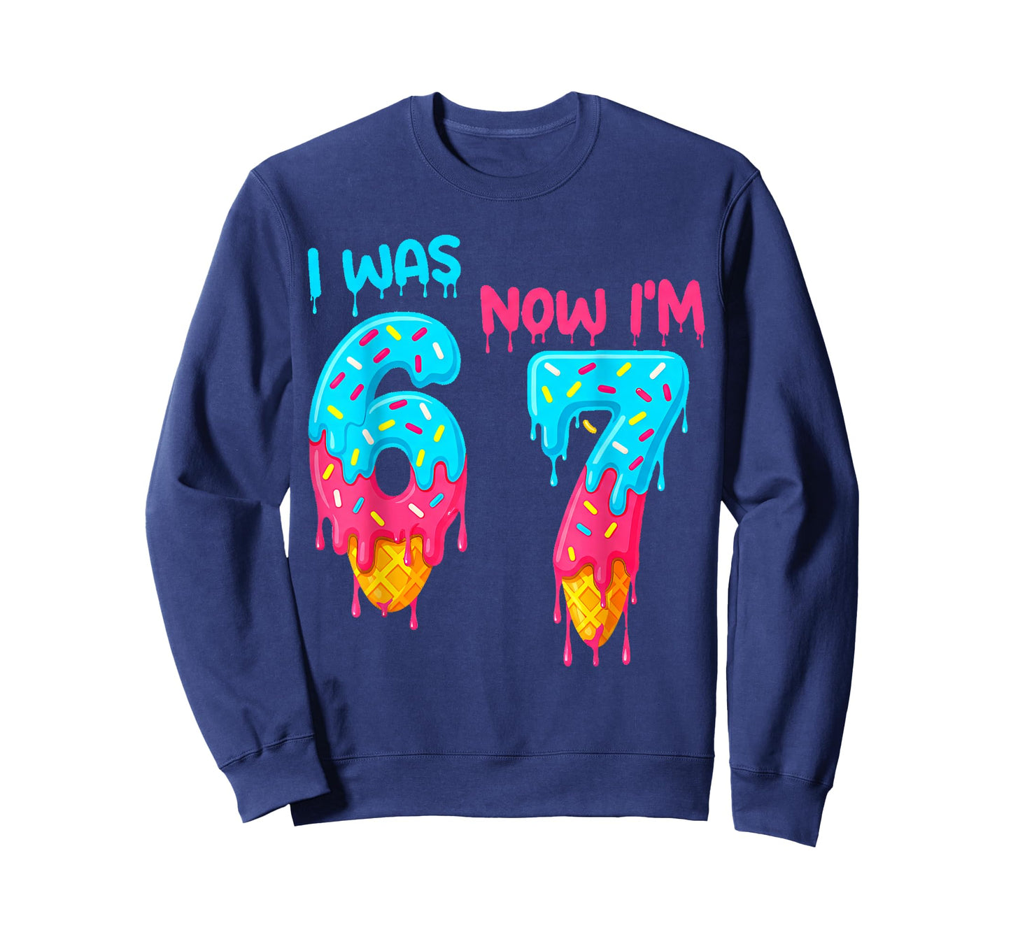 I was 6 Now I'm 7 Funny 7th Birthday Kids Ice Cream Drip T-Shirt