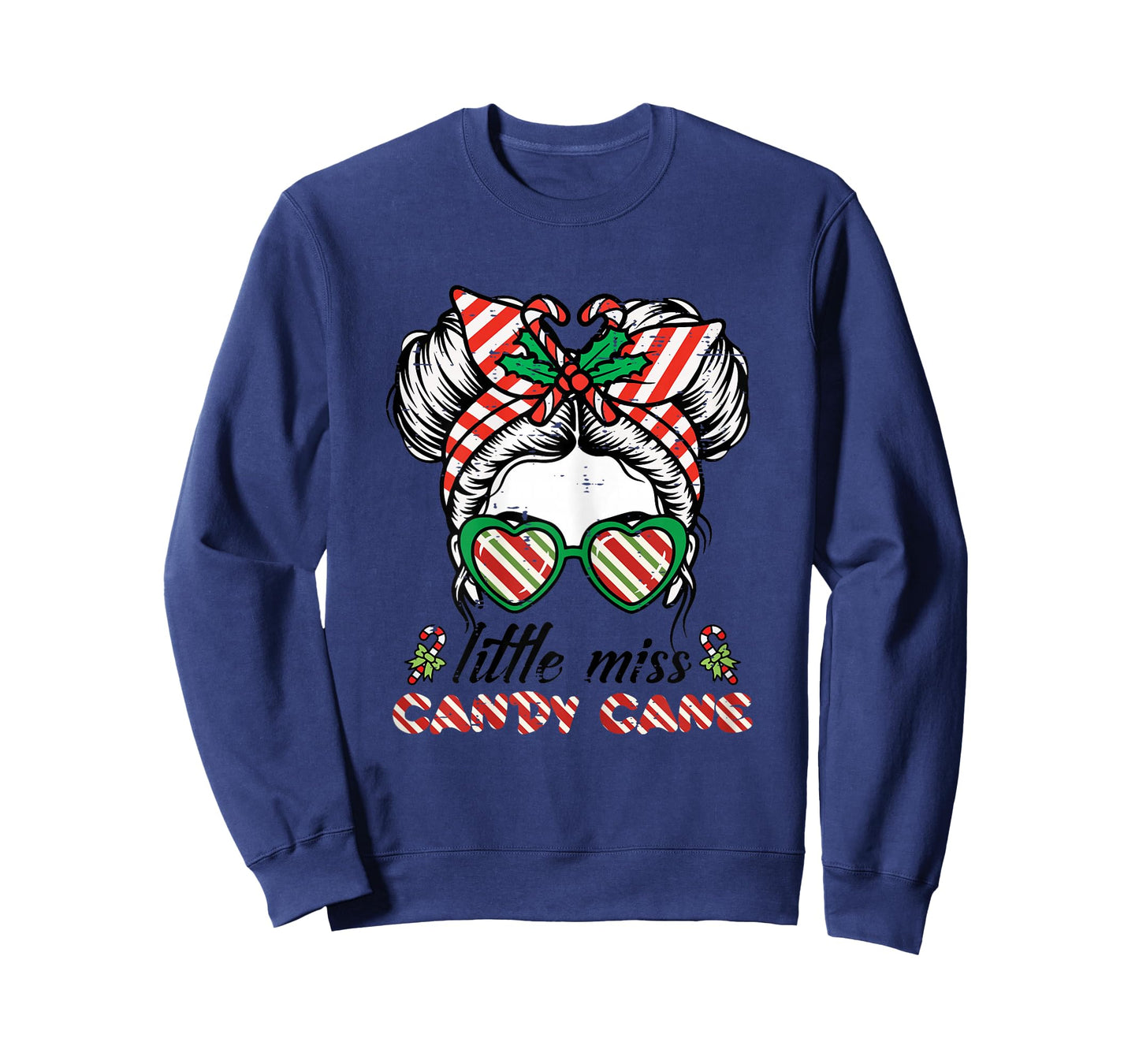Christmas Miss Candy Cane Bun Little Xmas Girls Kids Toddler T-Shirt