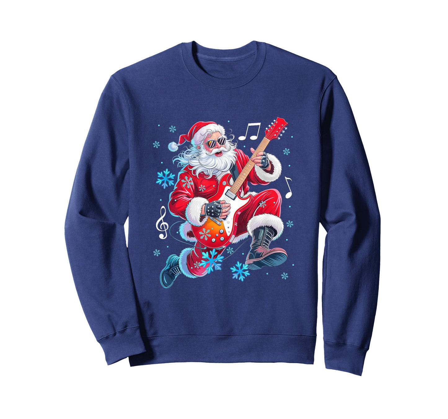 Christmas Santa Playing Guitar Rock Lover Guitarist Player T-Shirt