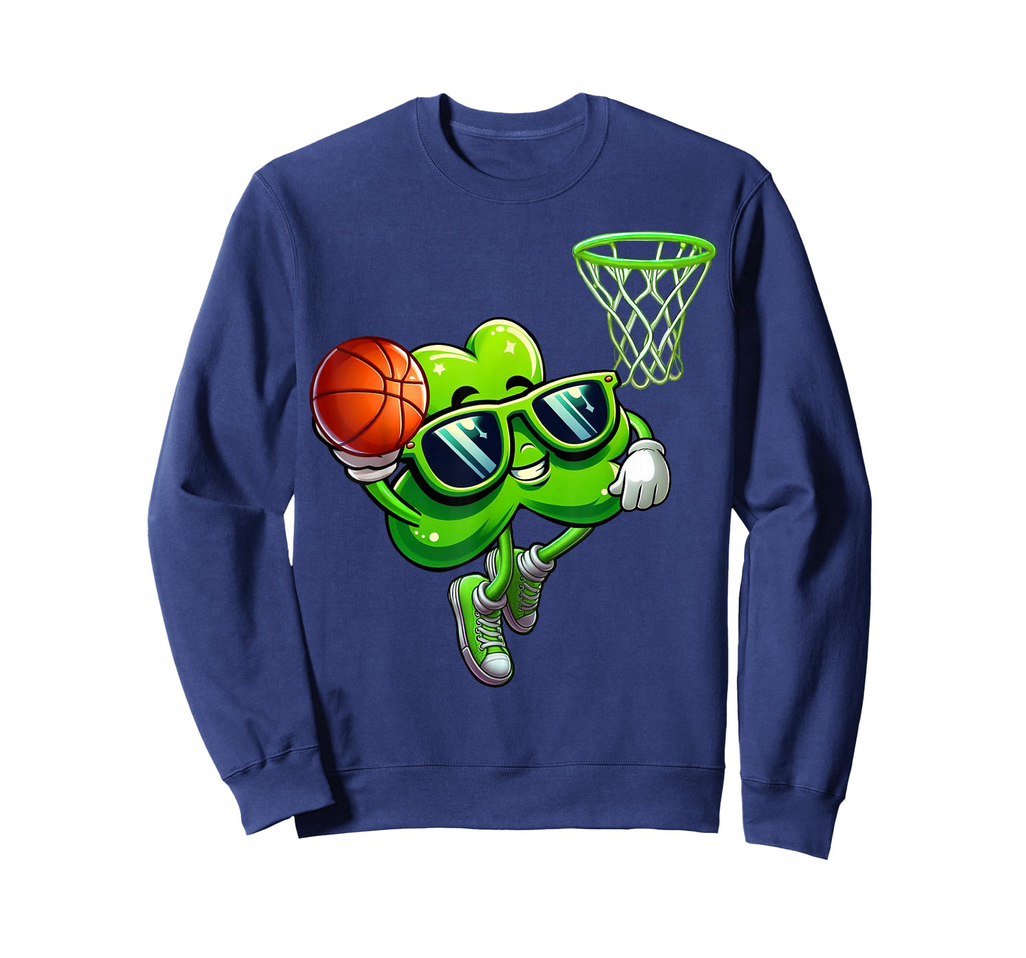 St Patricks Day Funny Shamrock Playing Basketball Kids Boys T-Shirt