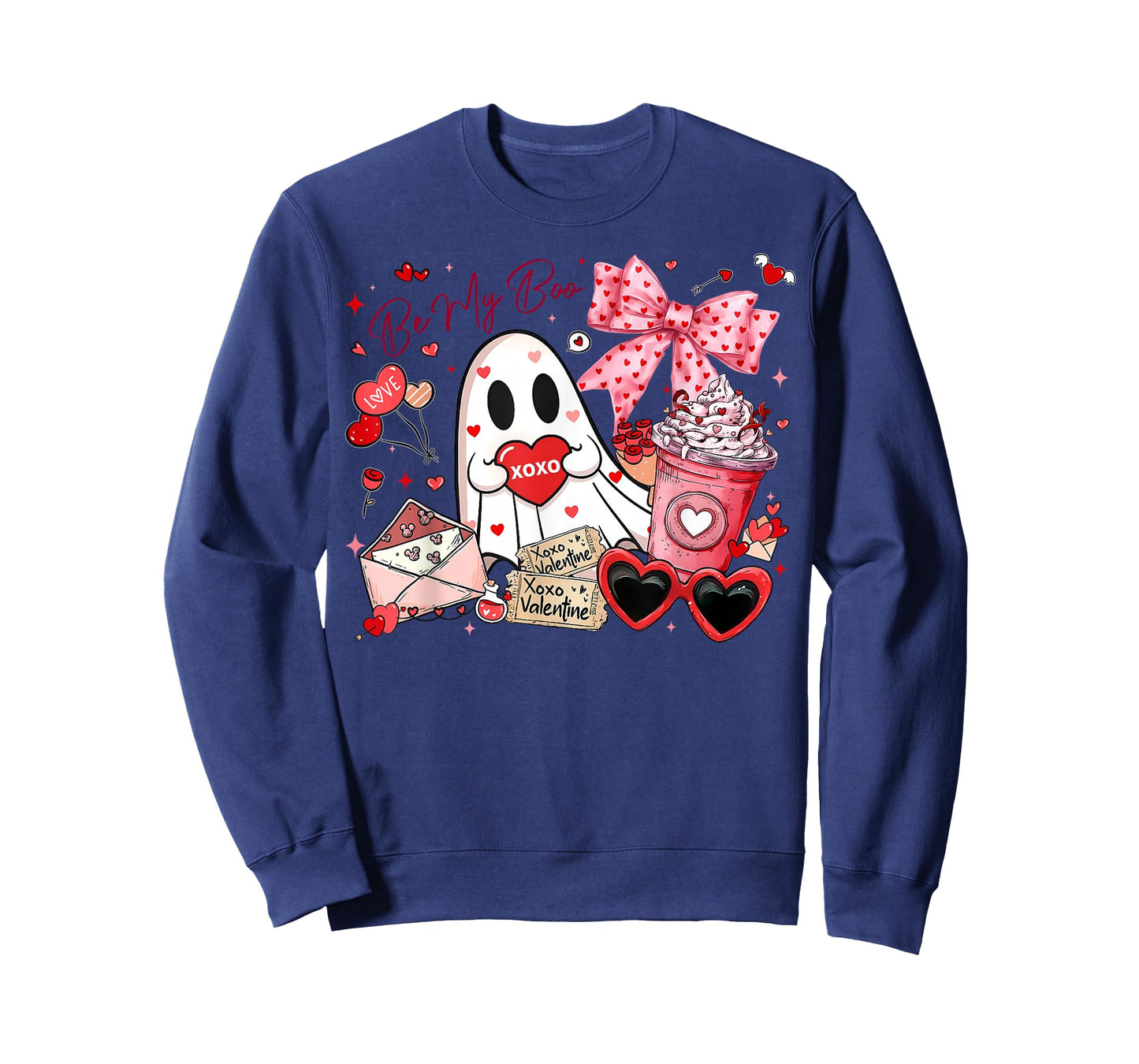 Preppy Be My Boo XOXO Ghost Coquette Bow Valentine's Day T-Shirt