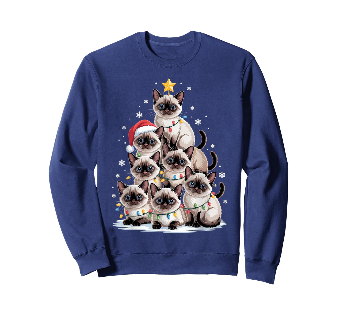 Christmas Siamese Cat Pet Xmas Santa Hat T-Shirt
