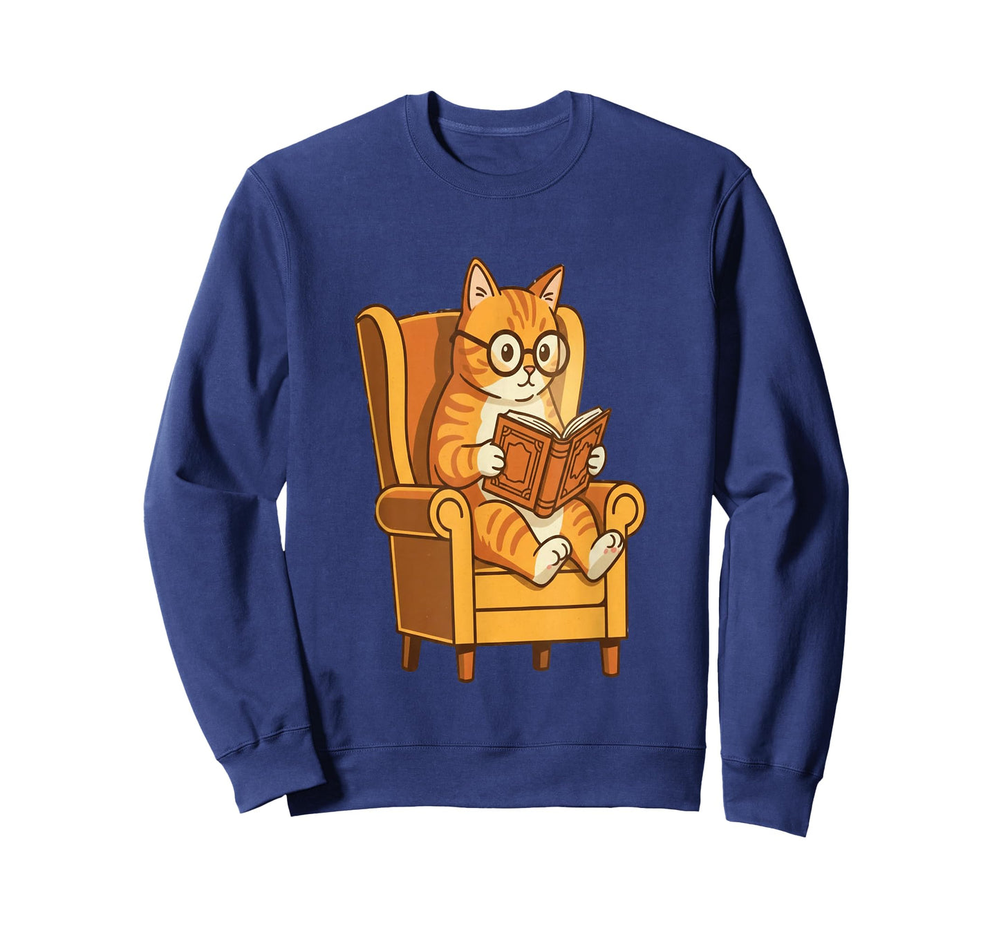 Ginger Tabby Cat Reading Book Glasses Retro Illustration T-Shirt