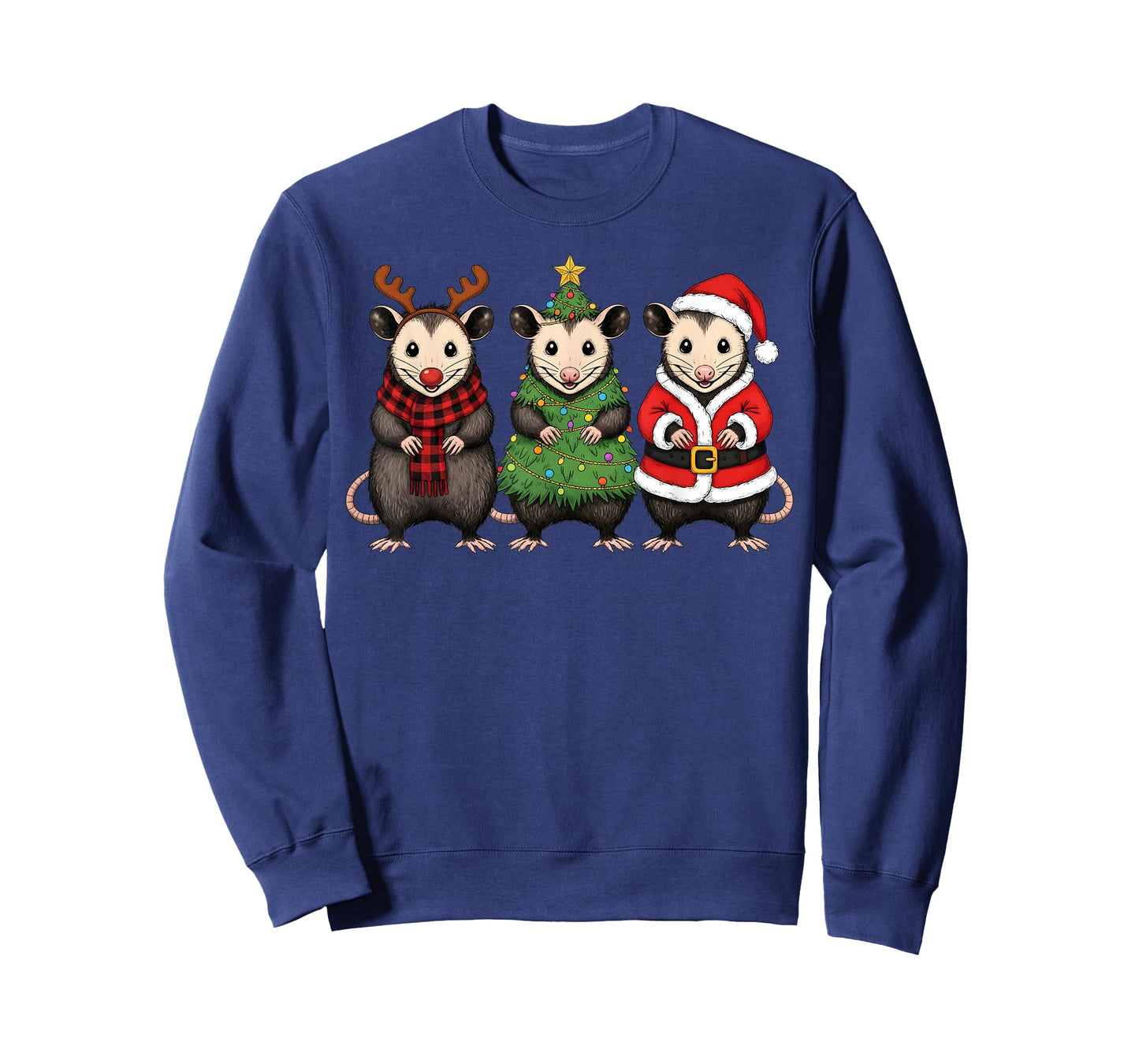 Retro Christmas Opossum Santa Reindeer T-Shirt