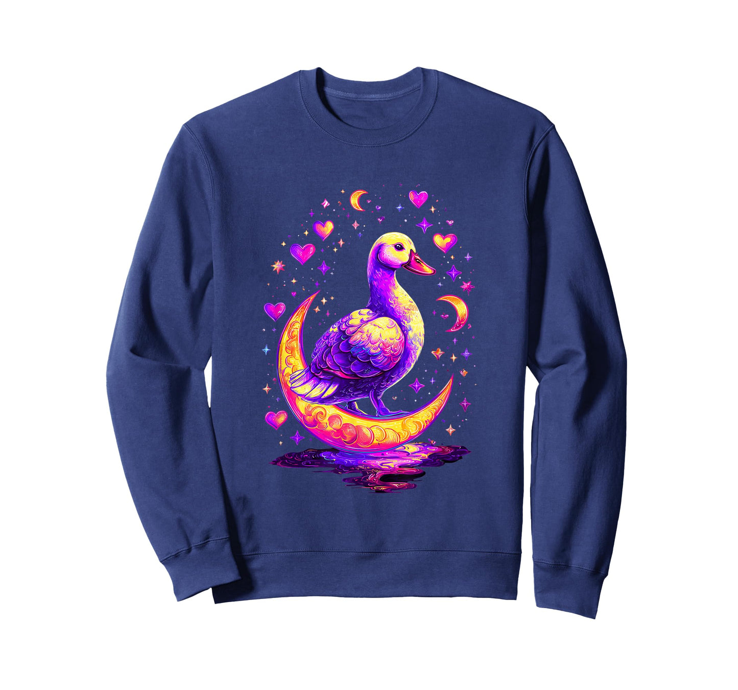 Dreamy Duck Sitting On Crescent Moon Teen Girls Women T-Shirt