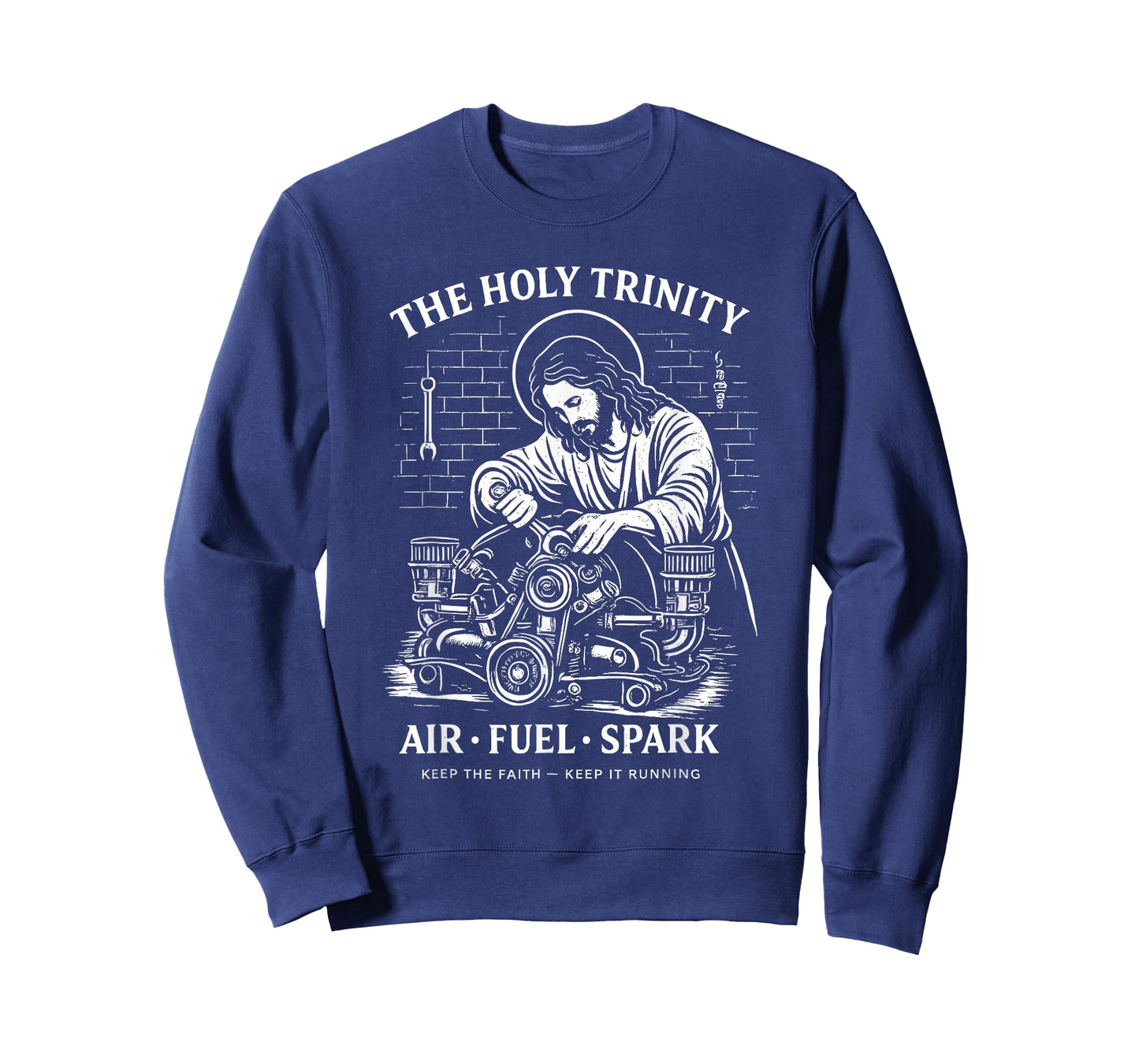 The Holy Trinity Air Fuel Spark Mechanic Jesus Humor T-Shirt