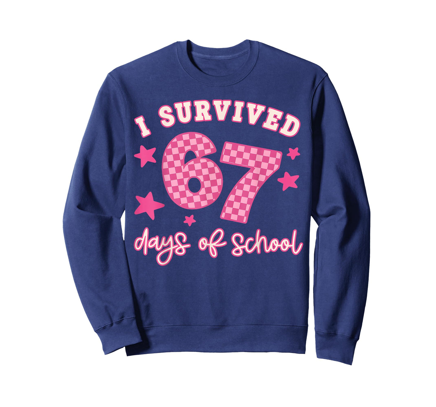 I Survived 67 Days of School Pink Checker Style T-Shirt