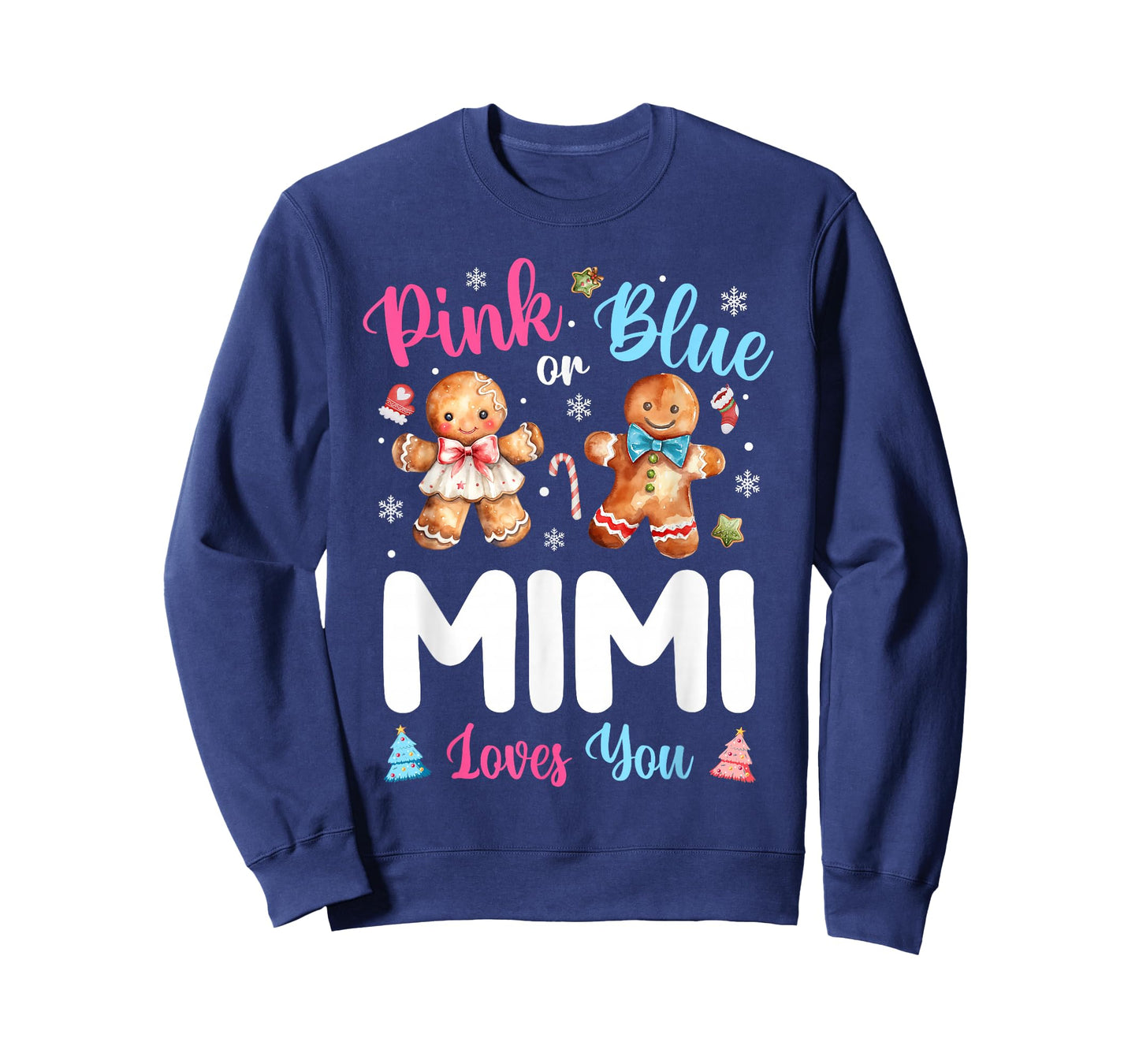Pink or Blue Mimi Loves You Gender Reveal Christmas T-Shirt