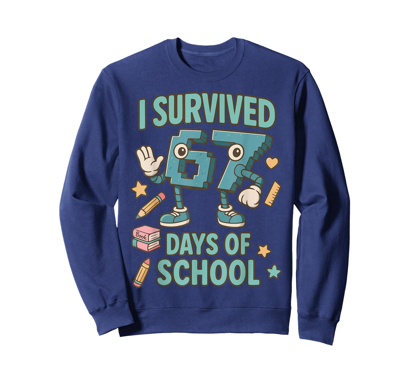 Kids 6-7 Meme I Survived 67 Days of School T-Shirt