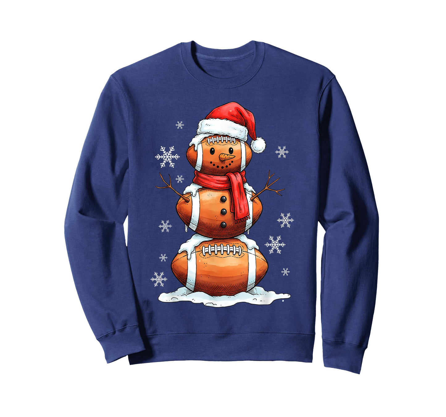 Football Snowman Christmas Holiday Sports Xmas Pajamas T-Shirt