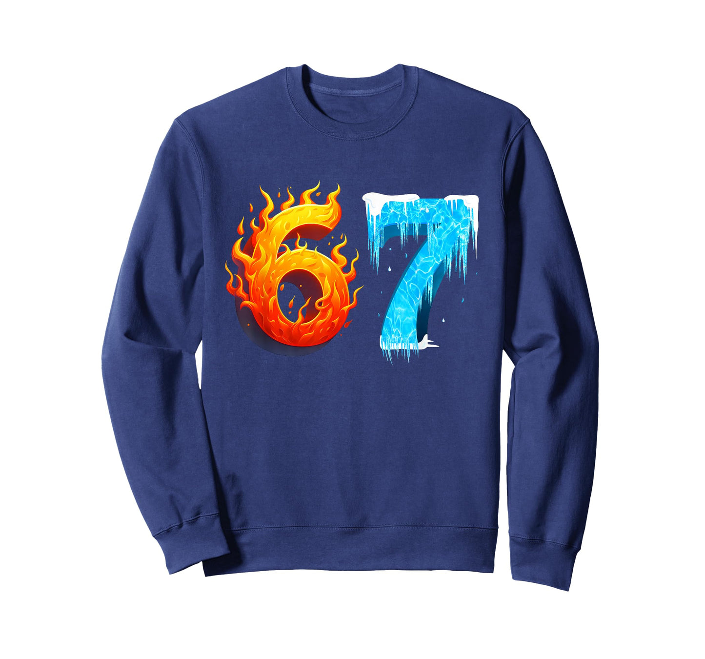67 Six Seven 6-7 Flaming Ice – Funny Teen Kids Brainrot Meme T-Shirt
