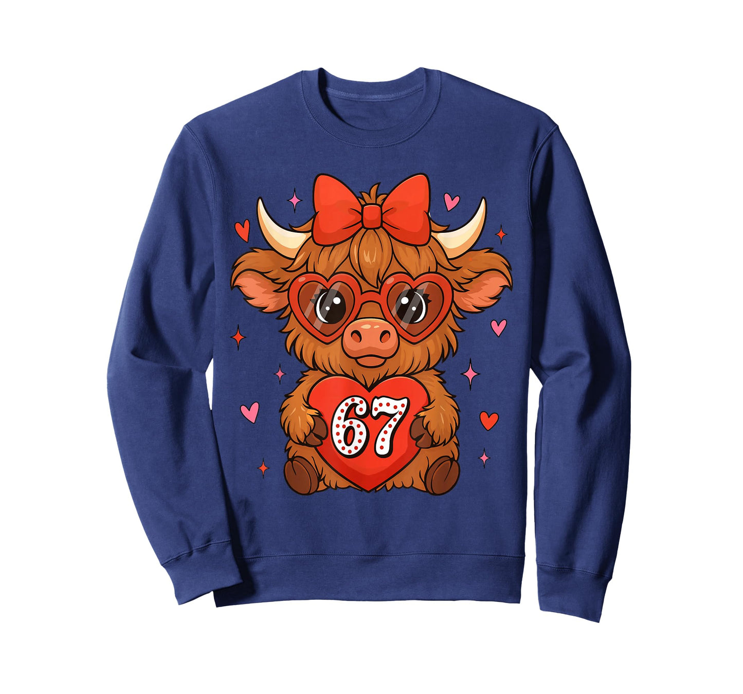 67 Meme Six Seven Cute Valentine Highland Cow Coquette Women T-Shirt