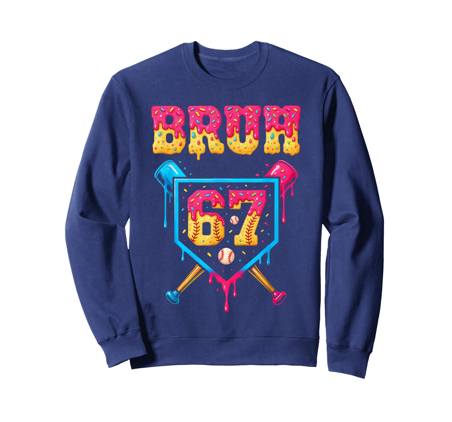 Bruh 67 Meme Humor 6-7 Funny Baseball Six Seven T-Shirt