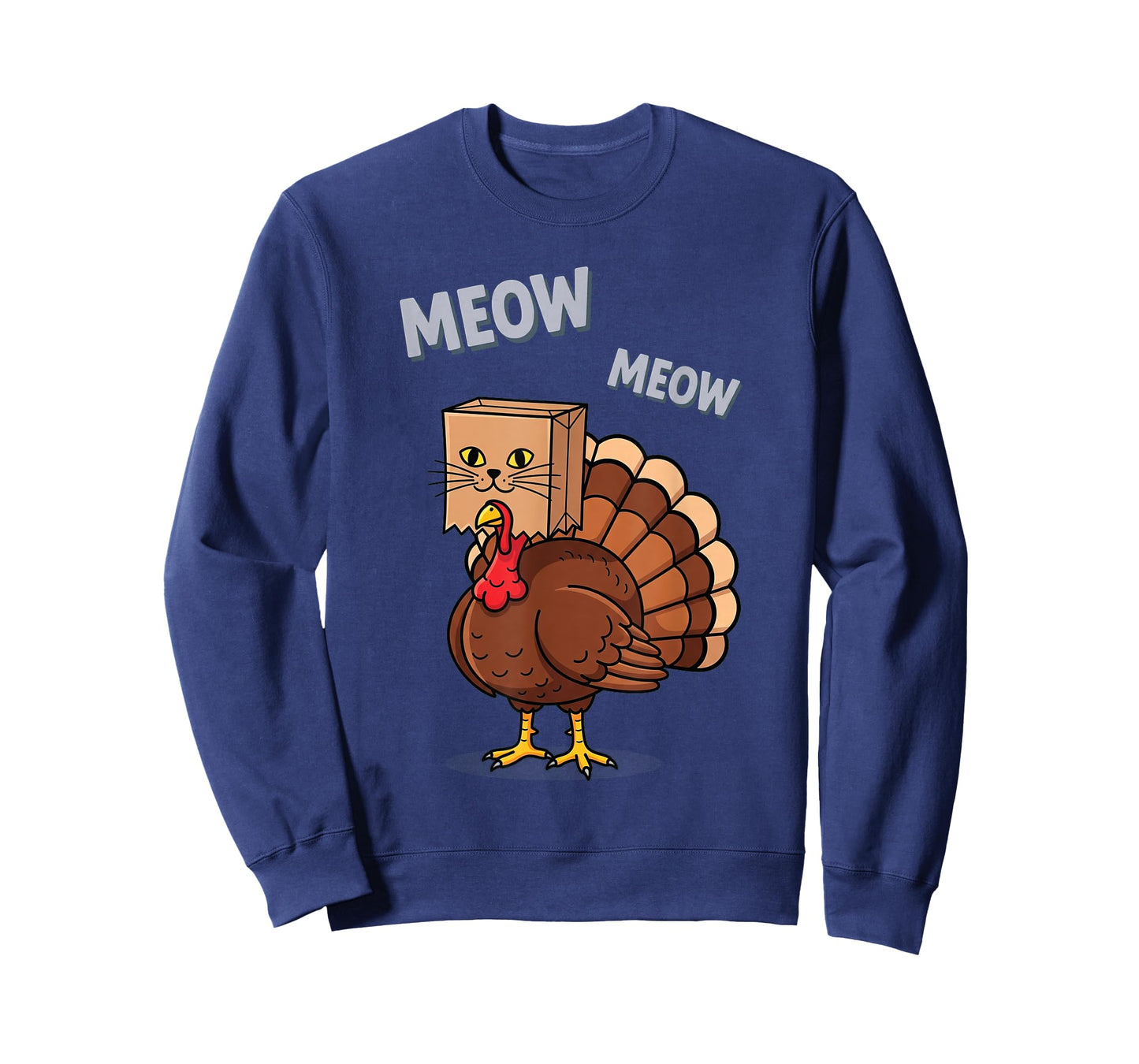 Thanksgiving Turkey Cat Meow Funny Men Women Thanksgiving T-Shirt