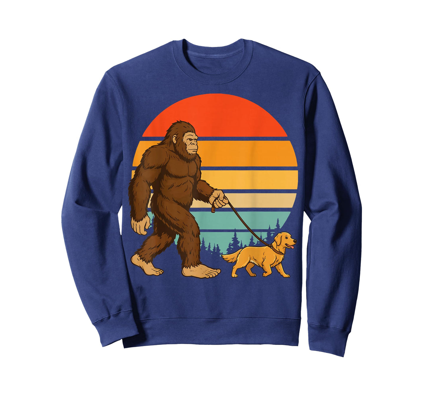 Bigfoot Golden Retriever Retro T-Shirt