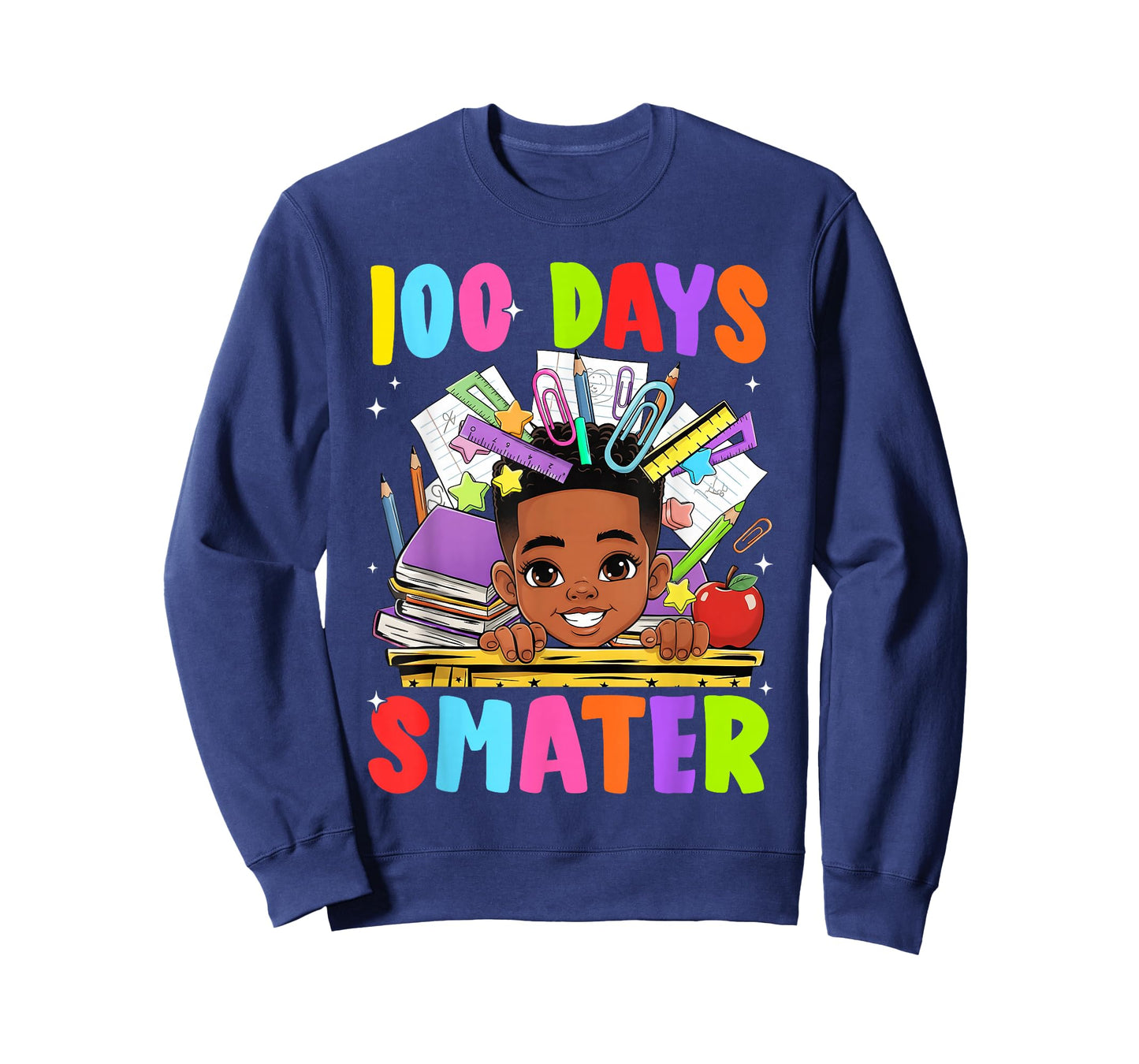 100th Day of School 100 Days Smarter Afro Boy Kids Teacher T-Shirt