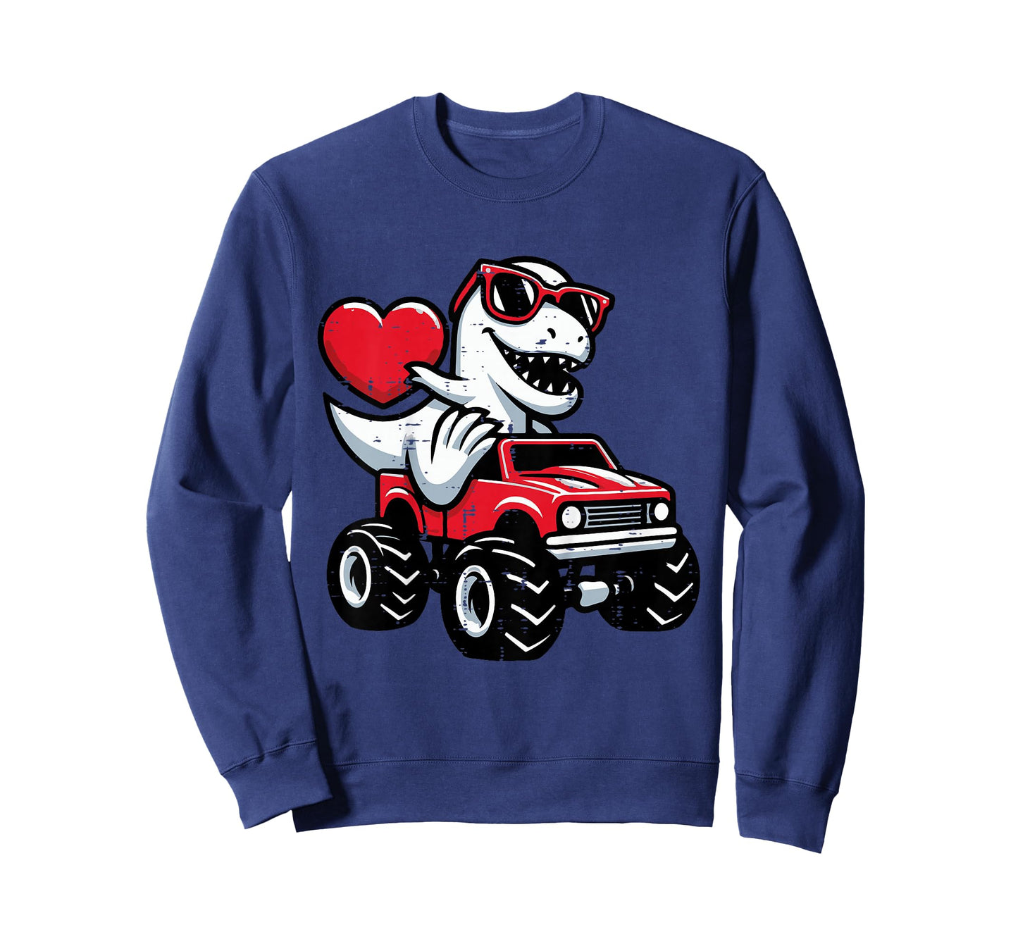 Kids Valentines Day Dino Heart Sunglasses Monster Truck Boys Kids T-Shirt