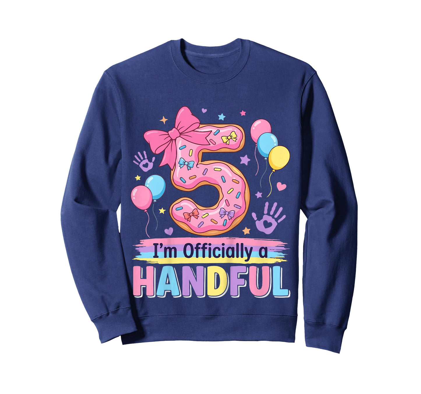 Kids Officially A Handful 5th Birthday Shirt Girl Boy Five 5 Year T-Shirt