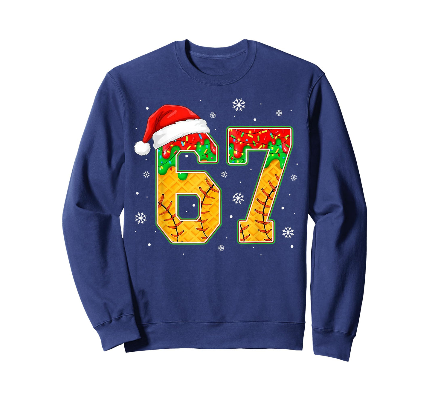 Funny Meme 67 Christmas Baseball Ice Cream Men Boy Xmas T-Shirt