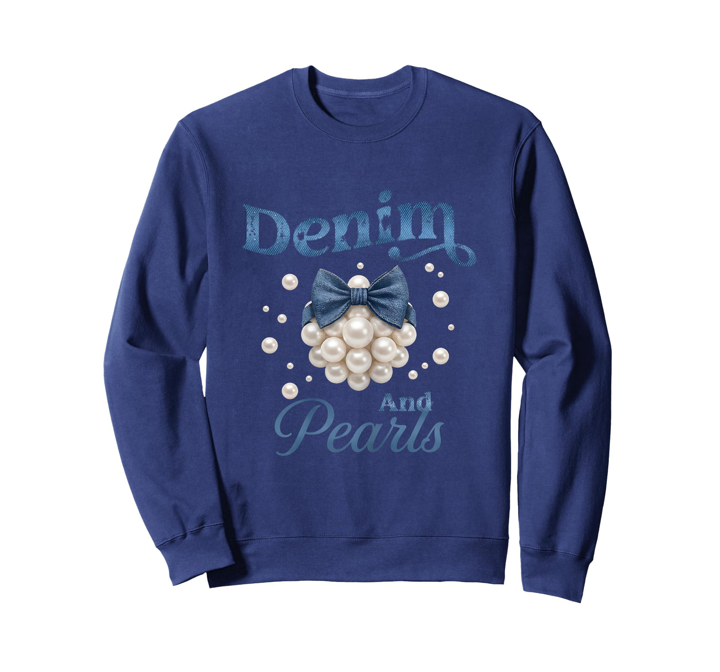 Denim and Pearls Bow Jean Western Cowgirl Ladies Girls Women T-Shirt