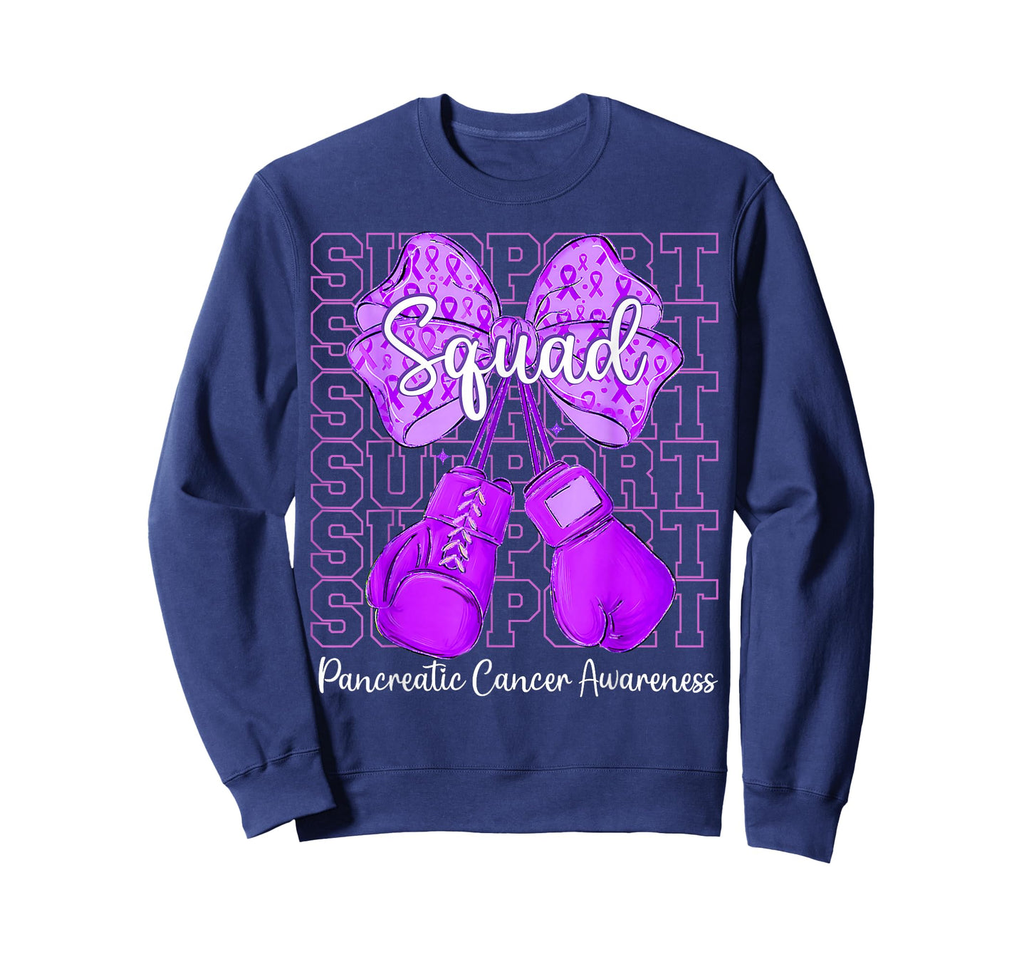 Support Squad Coquette Purple Fight Pancreatic Awareness T-Shirt