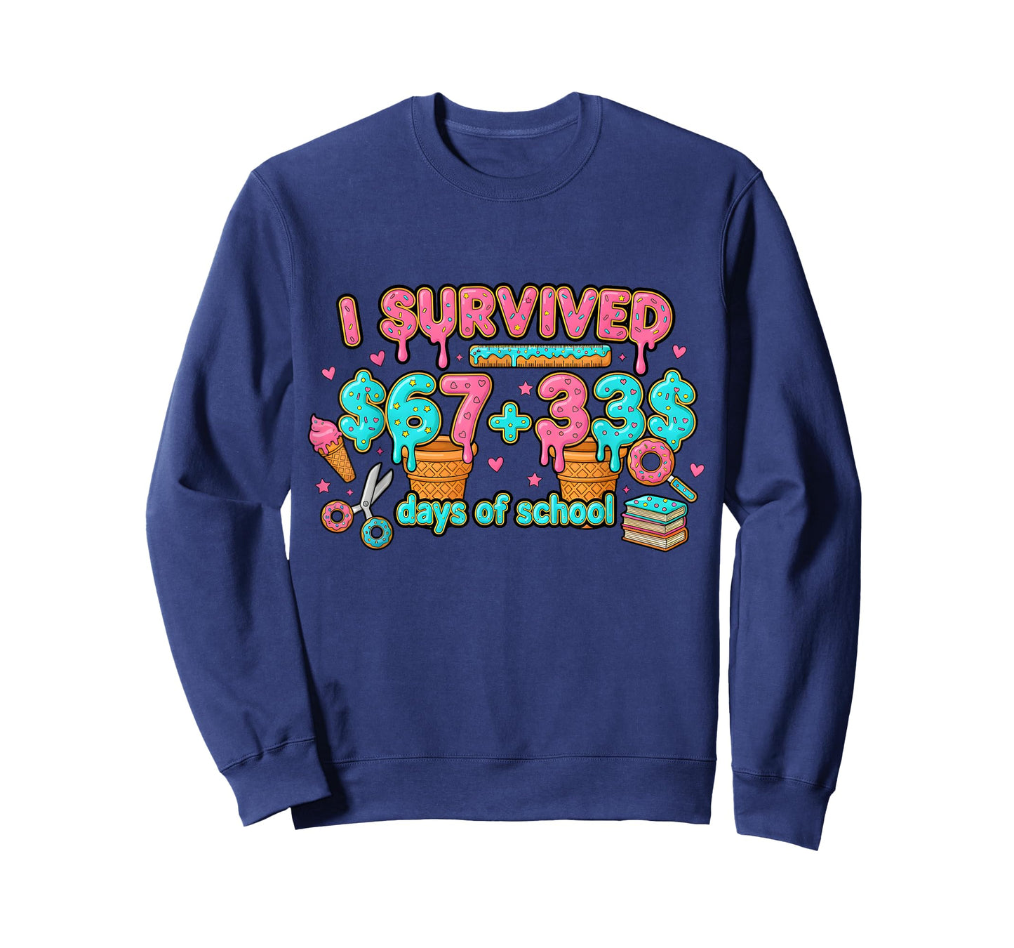 I Survived 67 + 33 Day of School Meme 67 Six Seven Teacher T-Shirt