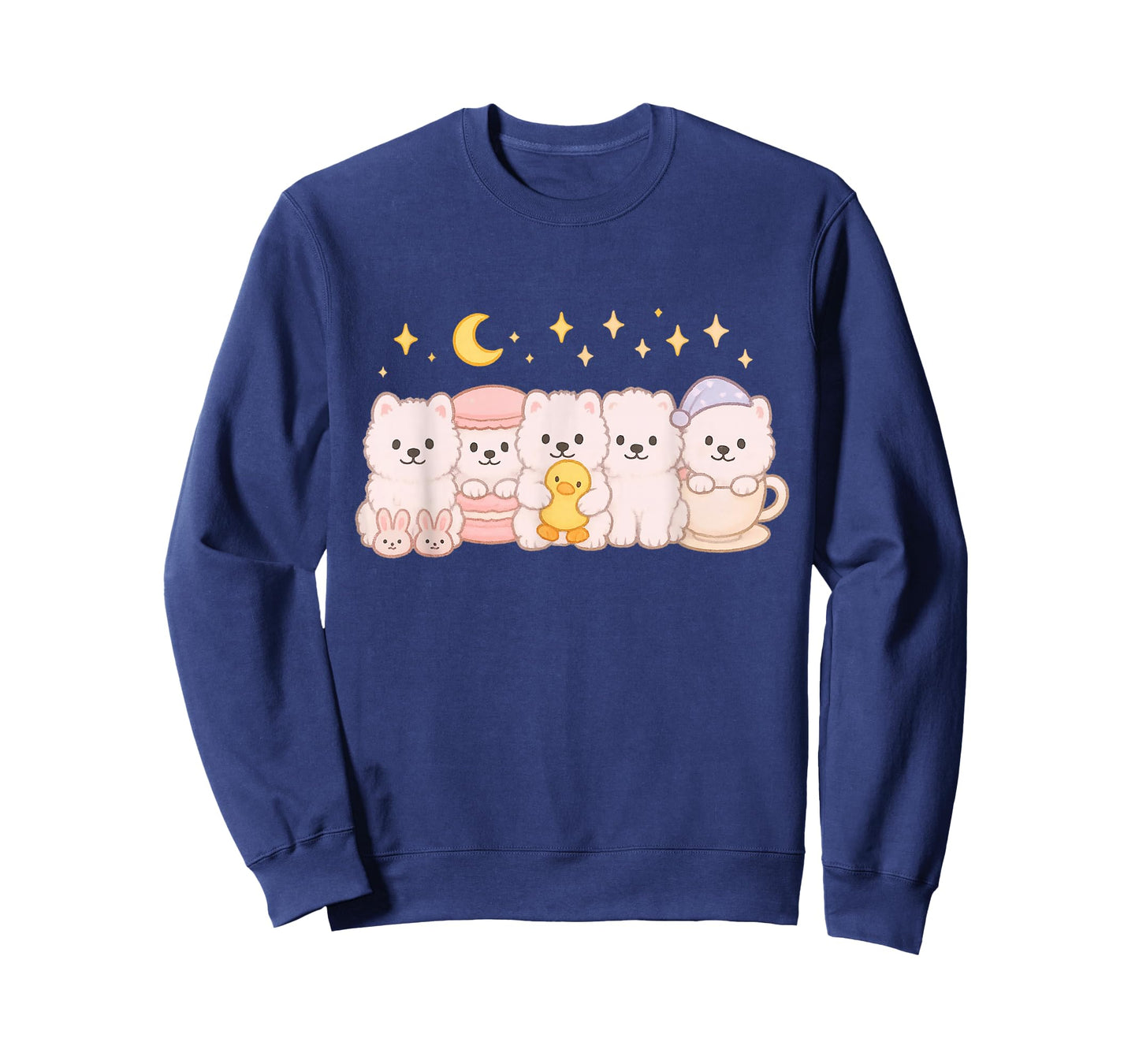 Kawaii Samoyed Puppy Squad Cute Duck Teacup Macaron Art T-Shirt
