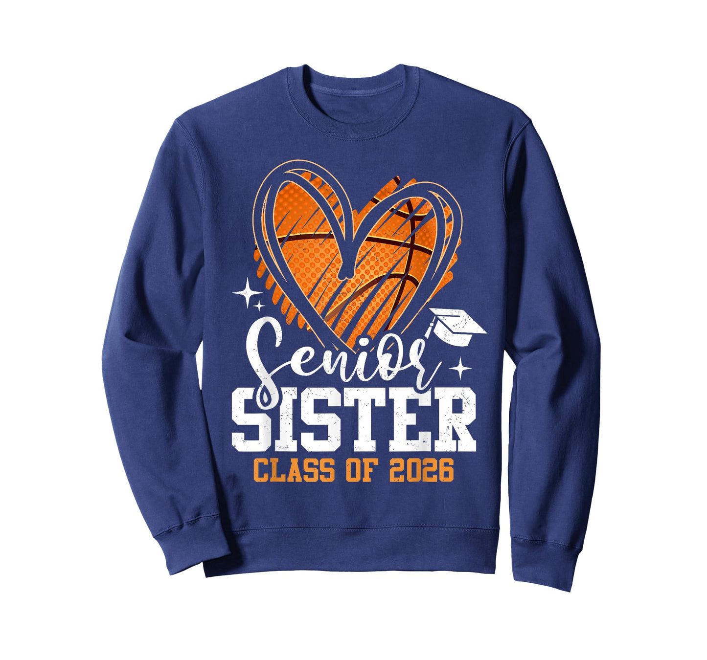 Senior Sister Class of 2026 Basketball Graduation Heart T-Shirt