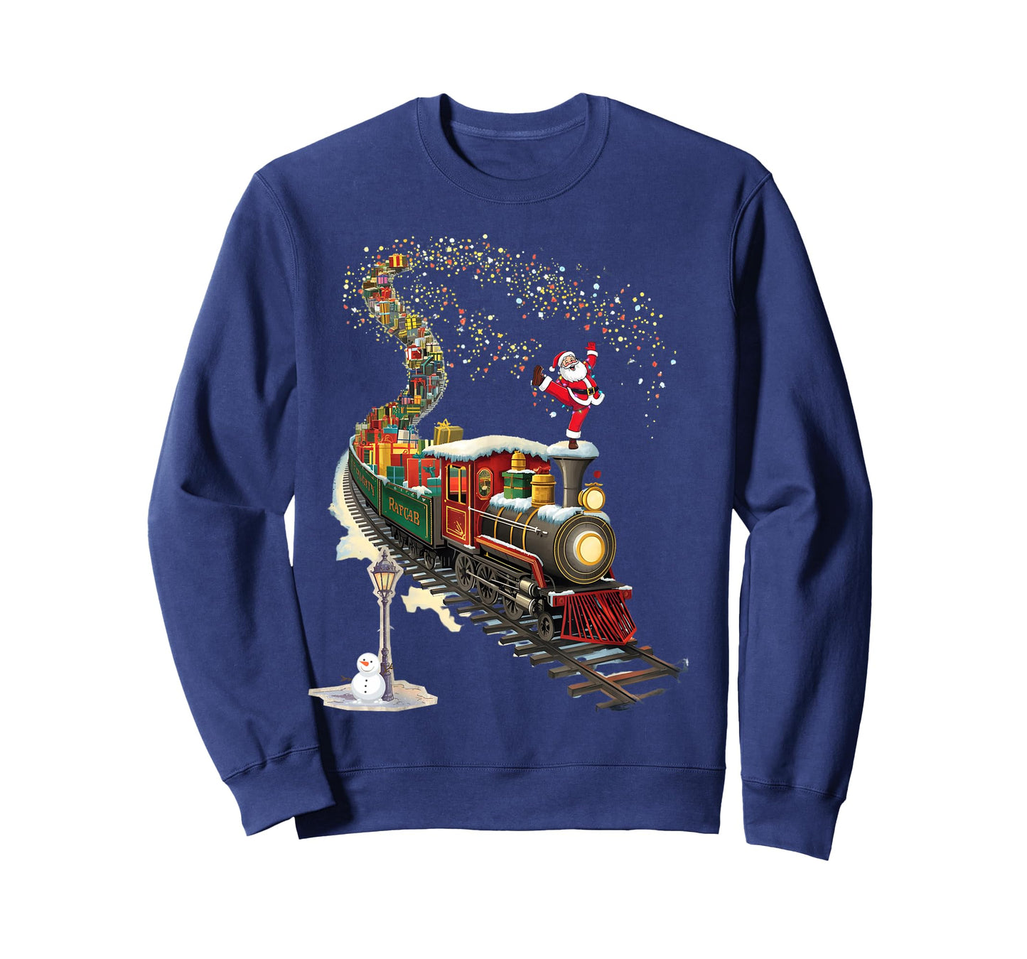 Santa Train Lights Christmas Tee Quirky Holiday Humor T-Shirt