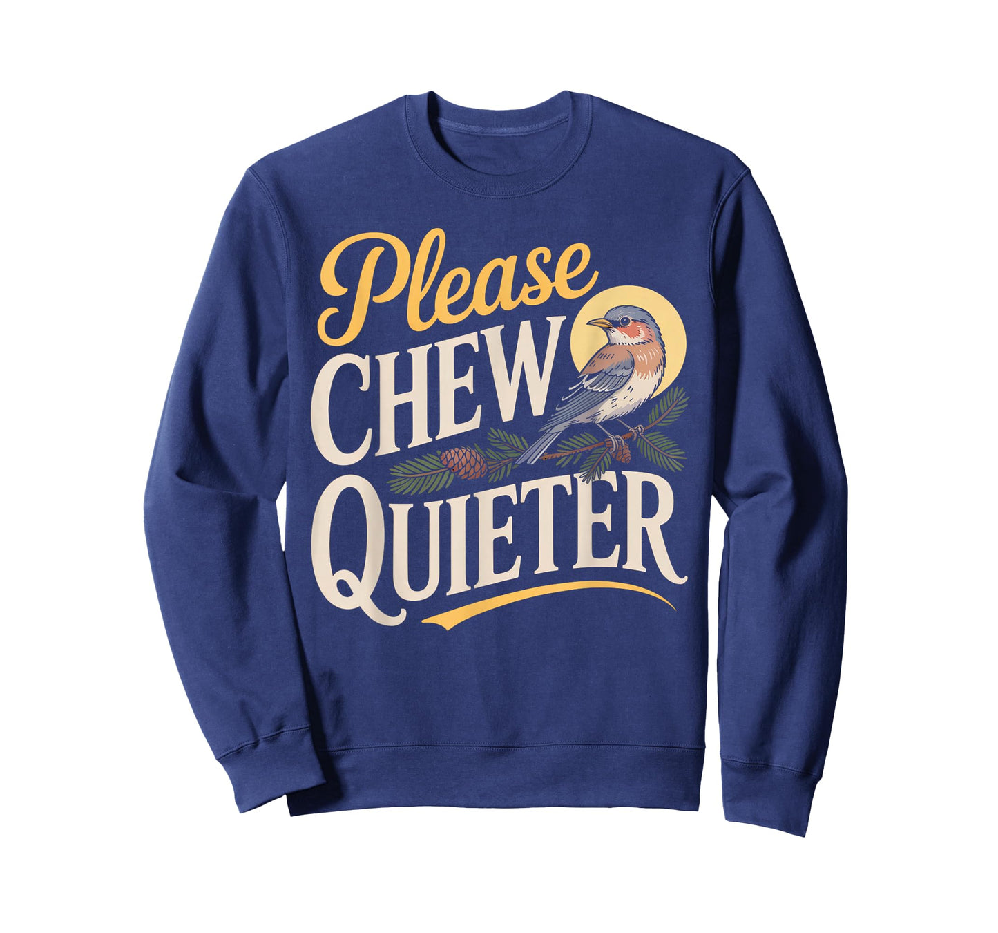 Chew Quieter Funny Vintage Bird Nature Illustration T-Shirt