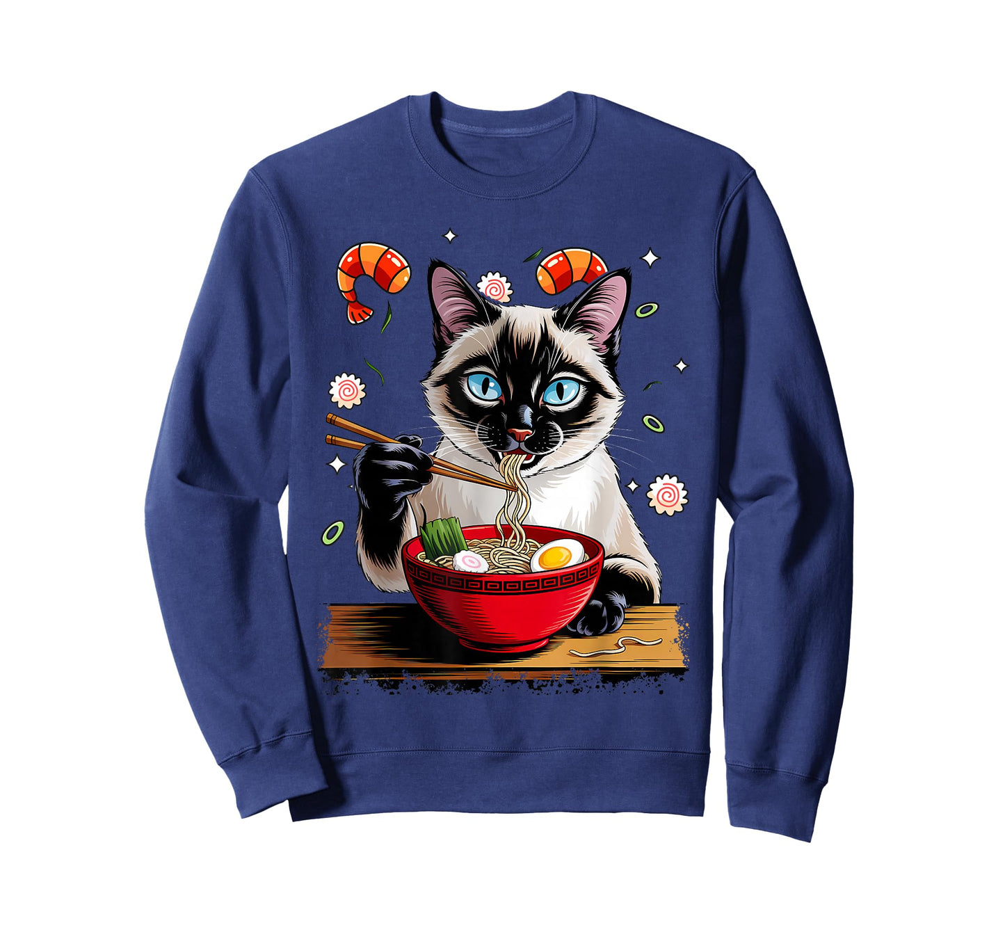 Funny Cat Eating Ramen Kawaii Siamese Anime Graphic T-Shirt