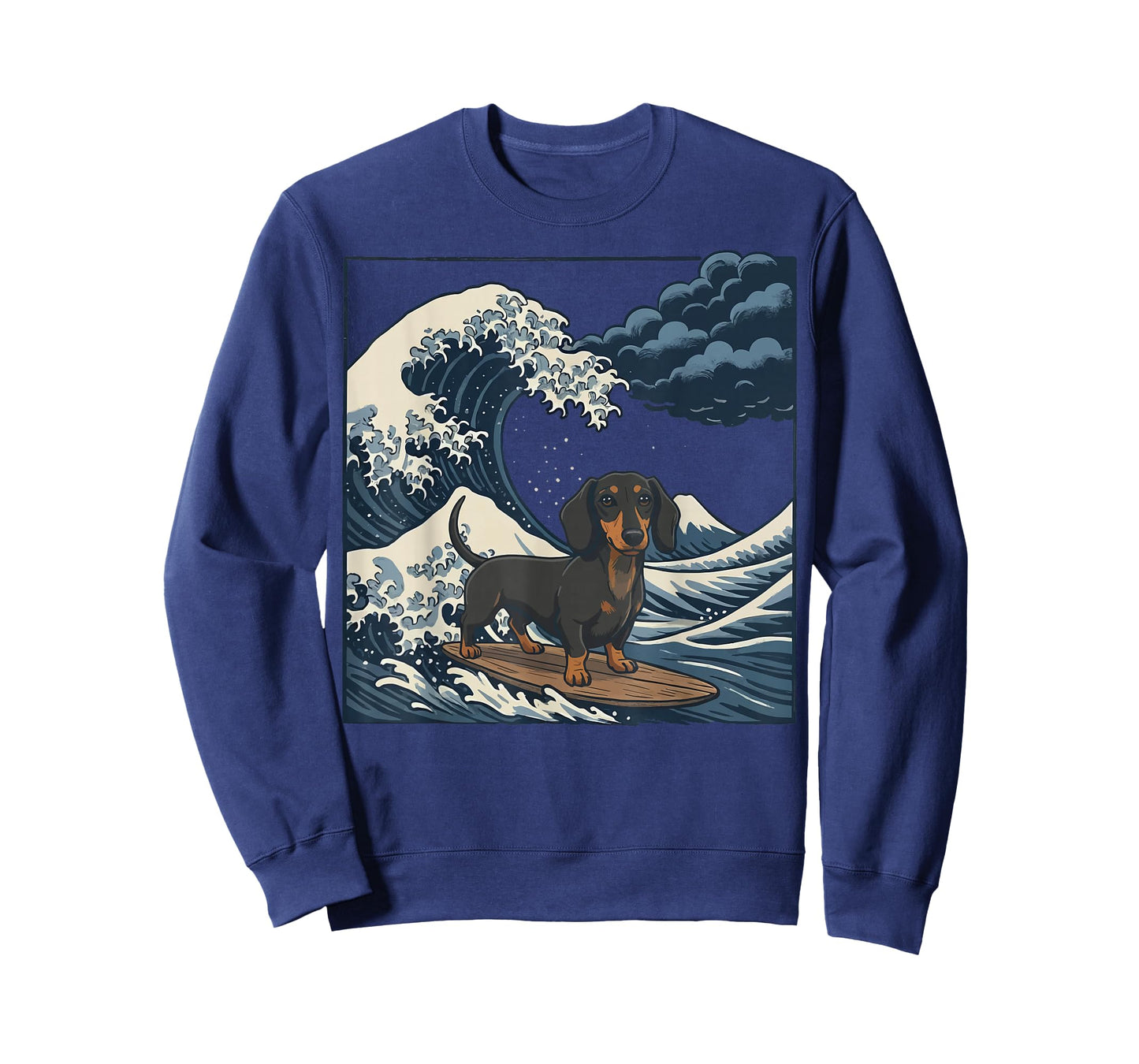 Dachshund Surfing Japanese Wave Weiner Dog T-Shirt