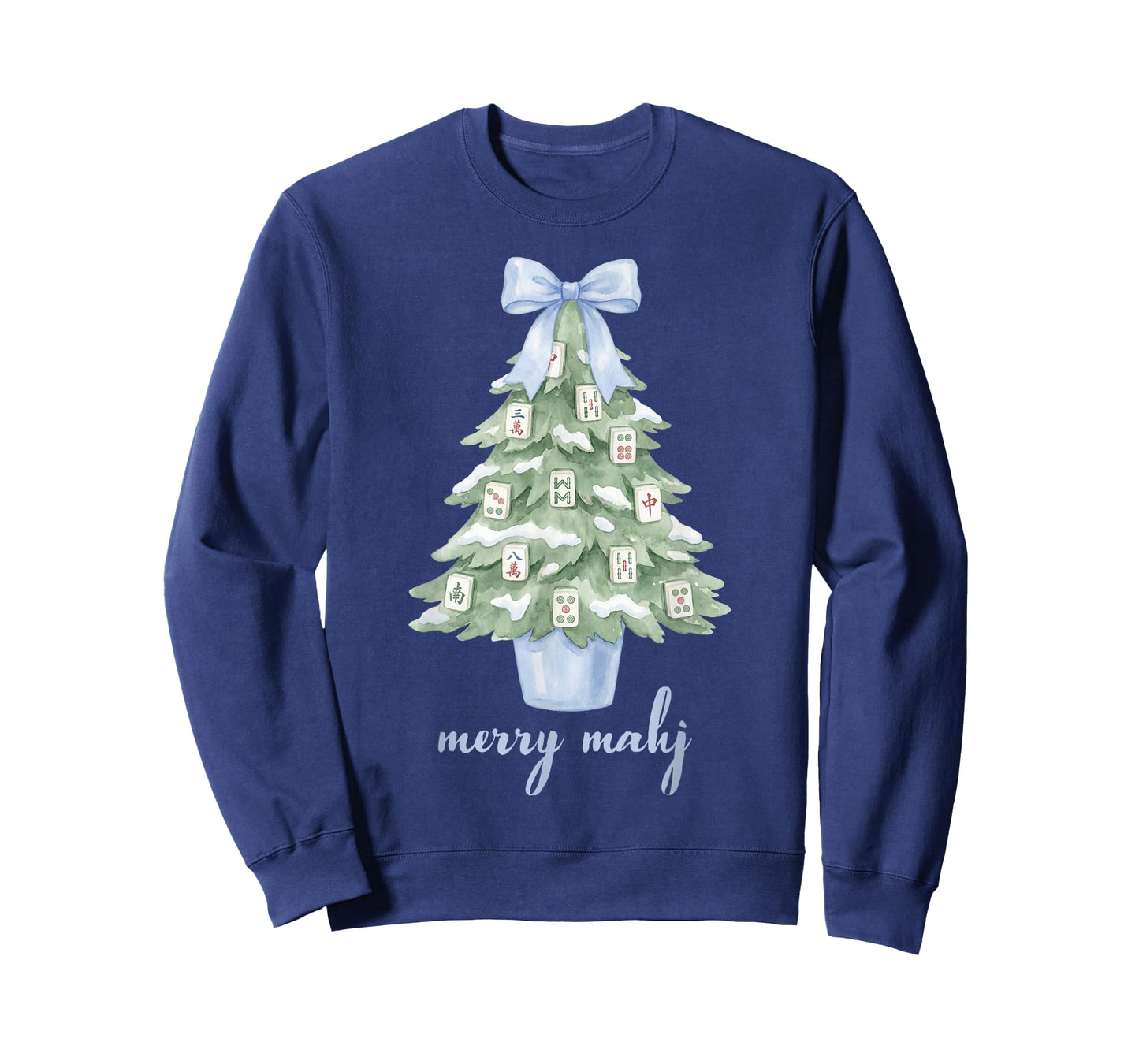 Merry Mahjong Christmas Tree Preppy Chinoiserie Mahj Party T-Shirt