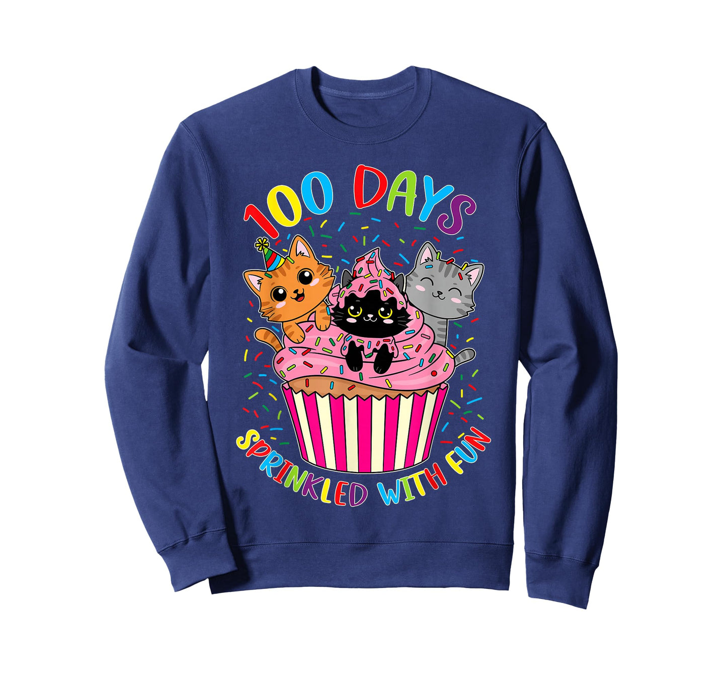 100th Days of School Shirt for Girls Cute Cats Cupcake T-Shirt