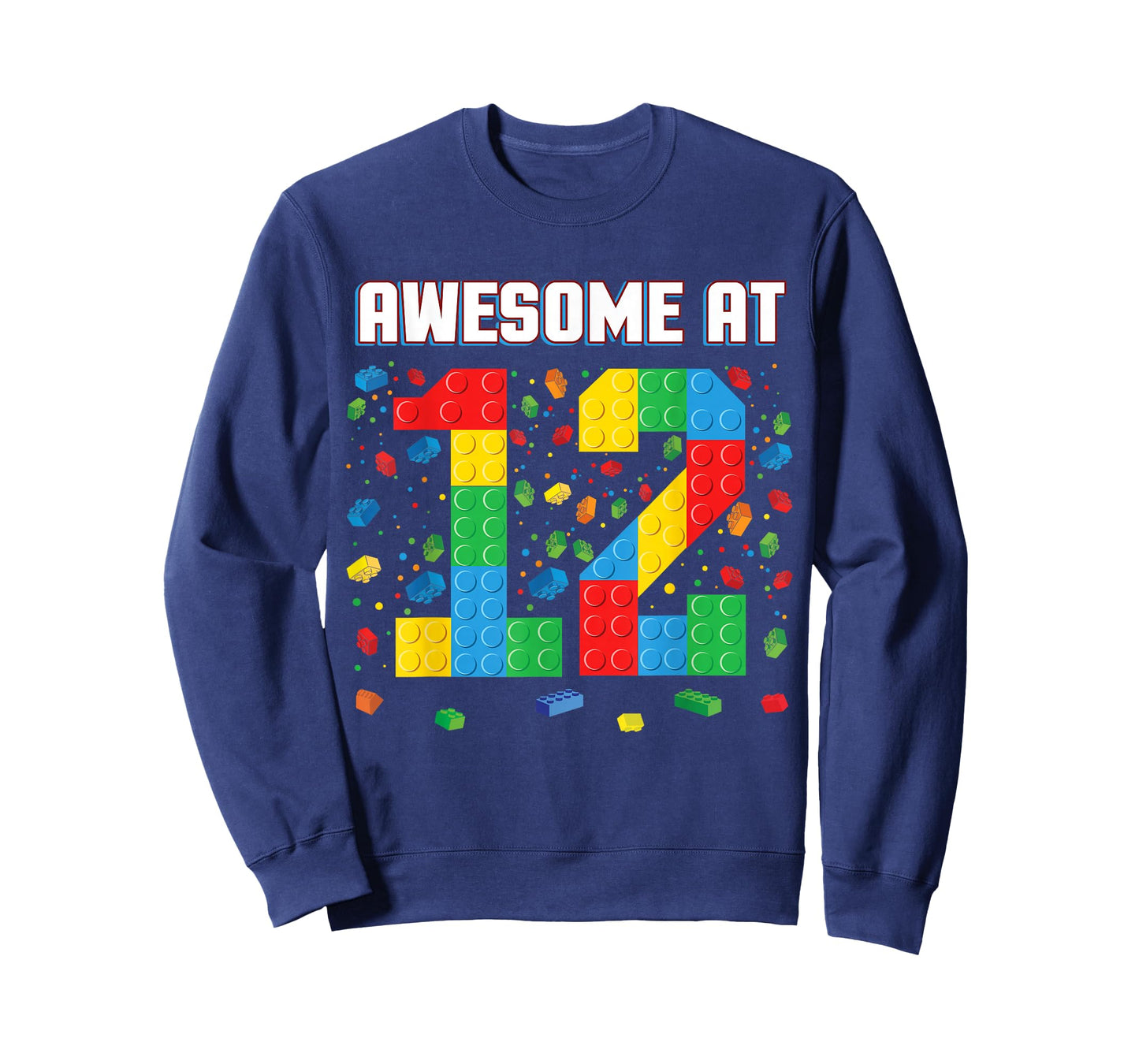 Awesome at 12 Year Old Birthday Kids Block Building Brick T-Shirt