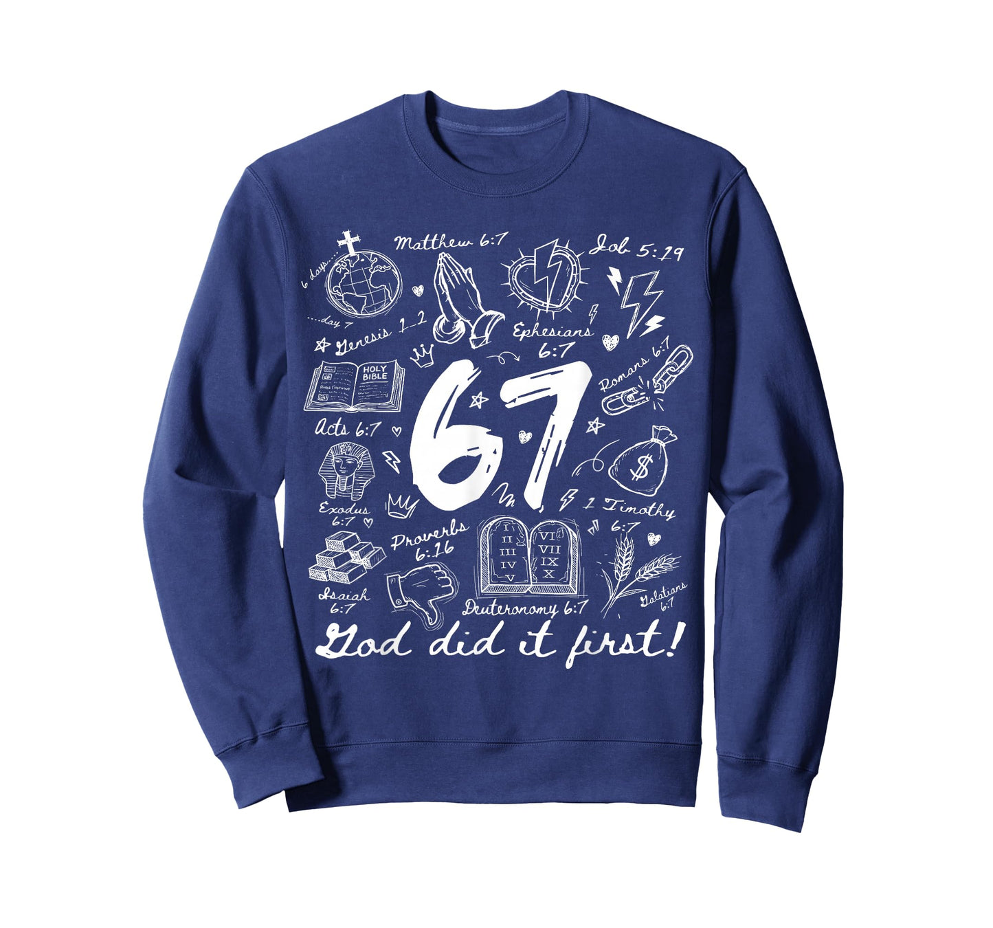Vintage God Did It First 67 Six Seven Meme Christian Bible T-Shirt