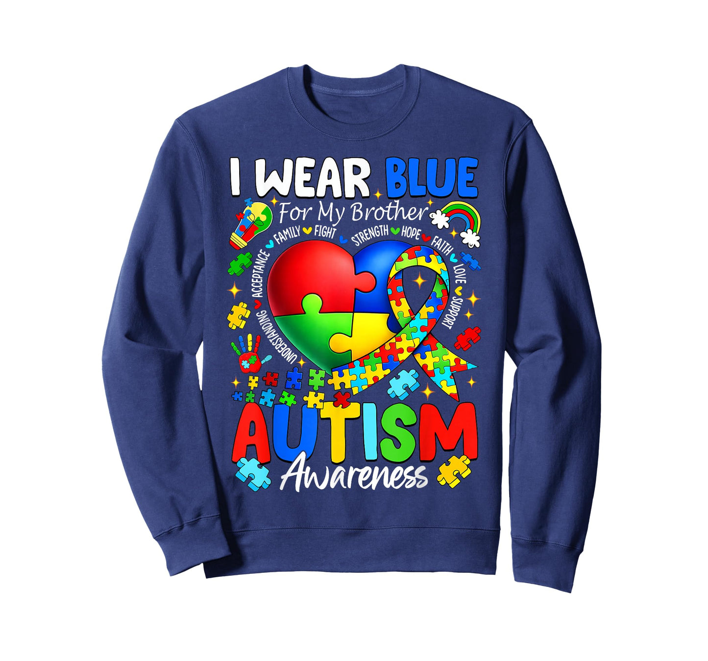 I Wear Blue for My Brother Autism Awareness Boys Girls Kids T-Shirt