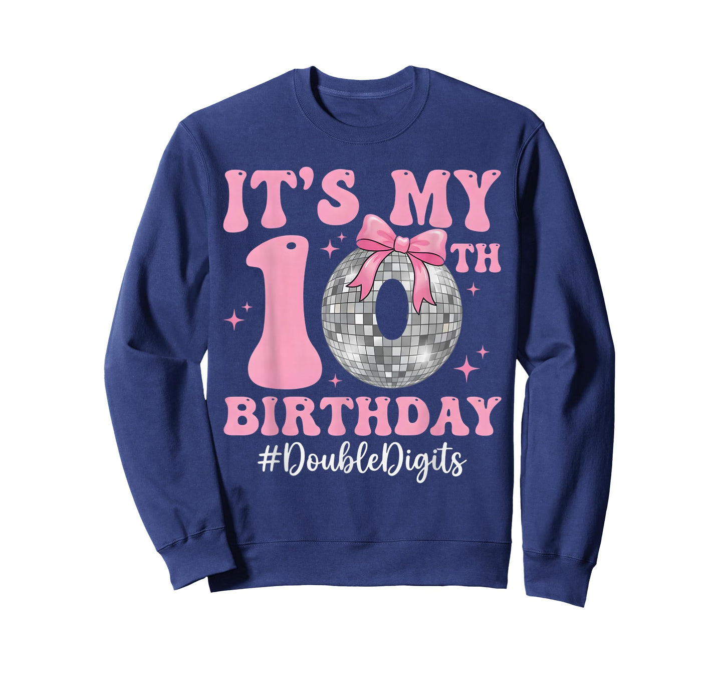 It's My 10th Birthday Girl Double Digits Bow Disco Ball T-Shirt
