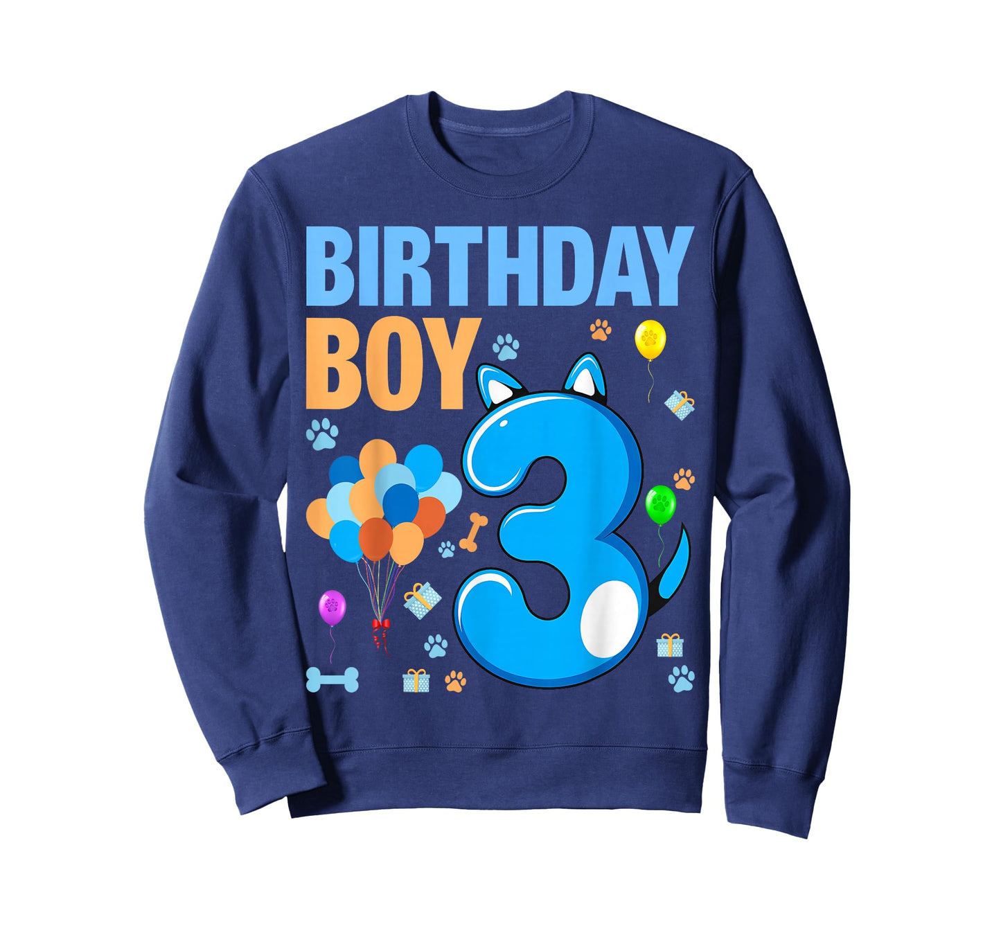 3nd Birthday Boy Blue Dog Theme Party Two Cool 3 Year Old T-Shirt