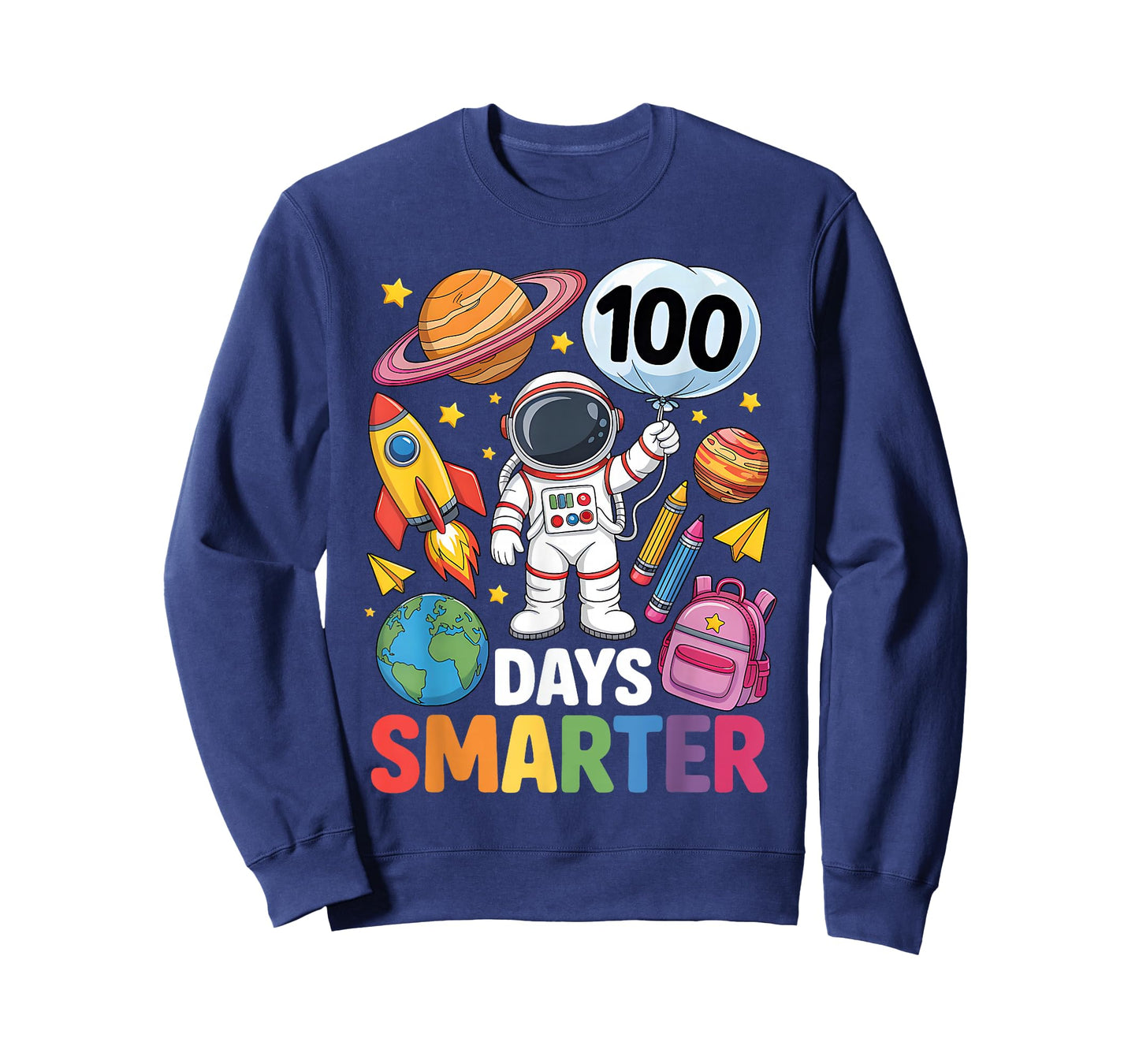 100 Days Smarter 100th Day of School Astronaut Space Kids T-Shirt