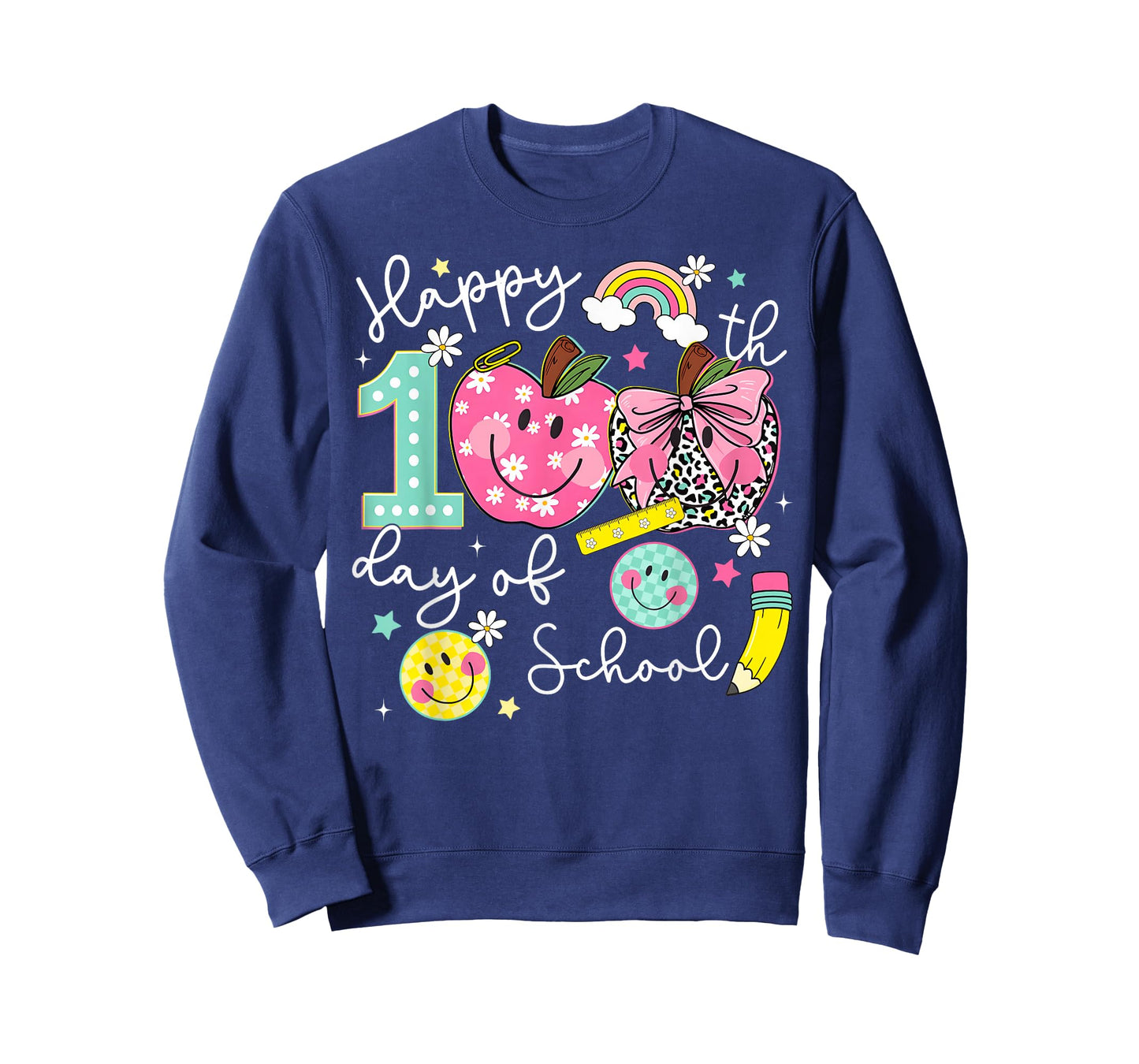 Happy 100th Day of School Apple Coquette Bow Girl Women Kid T-Shirt